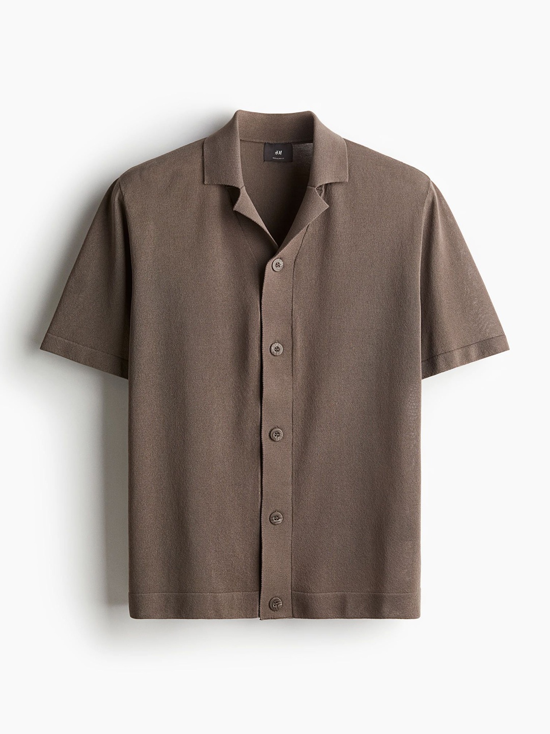 H&M Regular Fit Knitted Resort Shirt, Beige