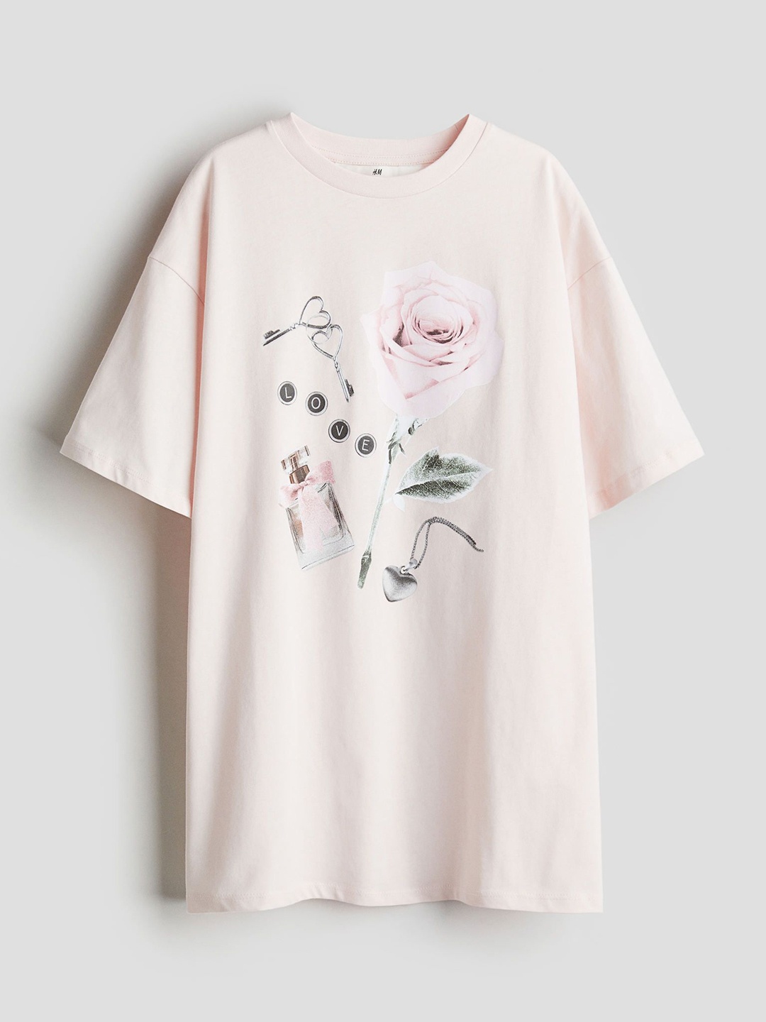 H&M Girls Oversized Printed T-shirt, Pink