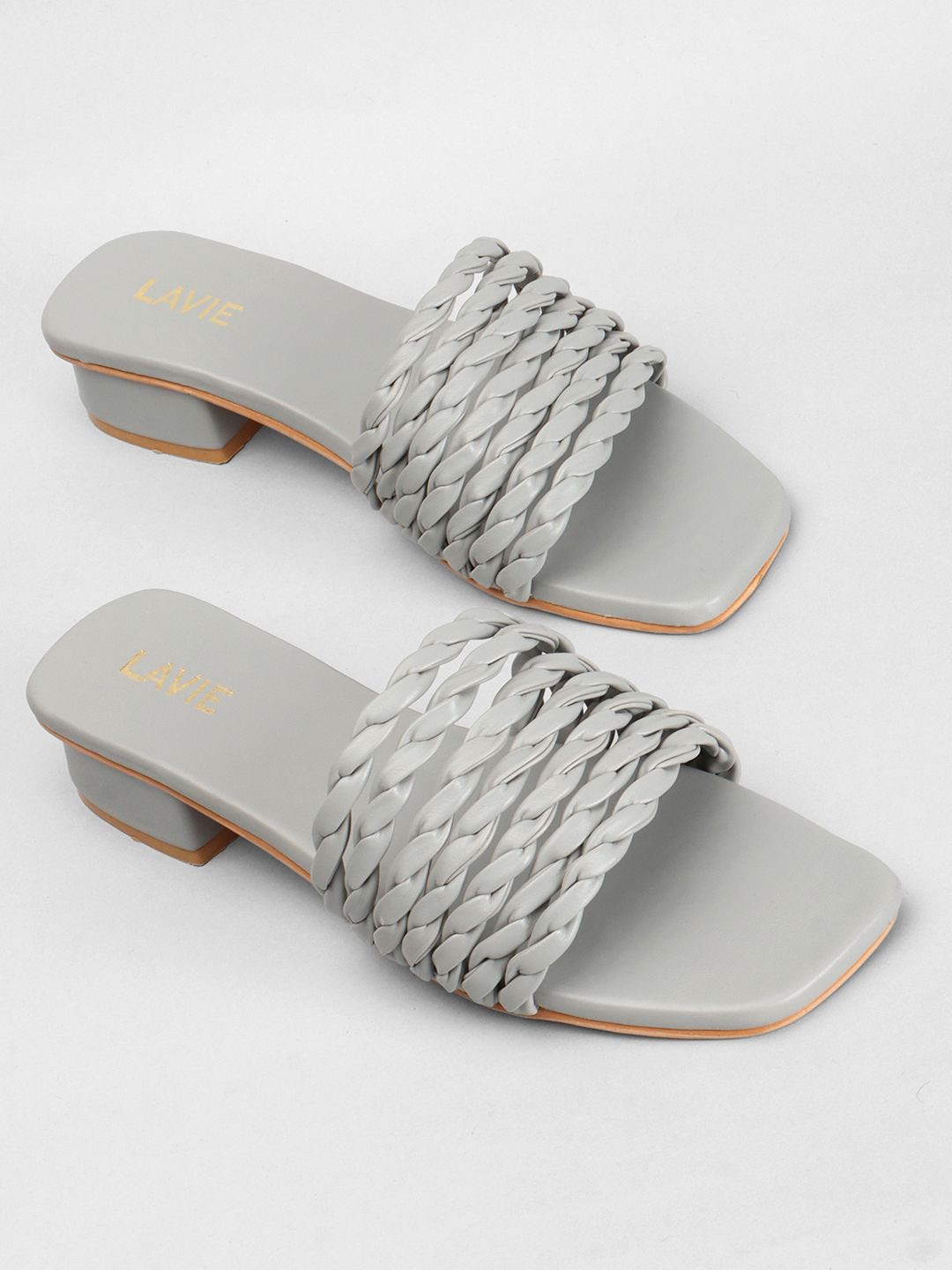 

Lavie Textured Open Toe Block Heels, Grey