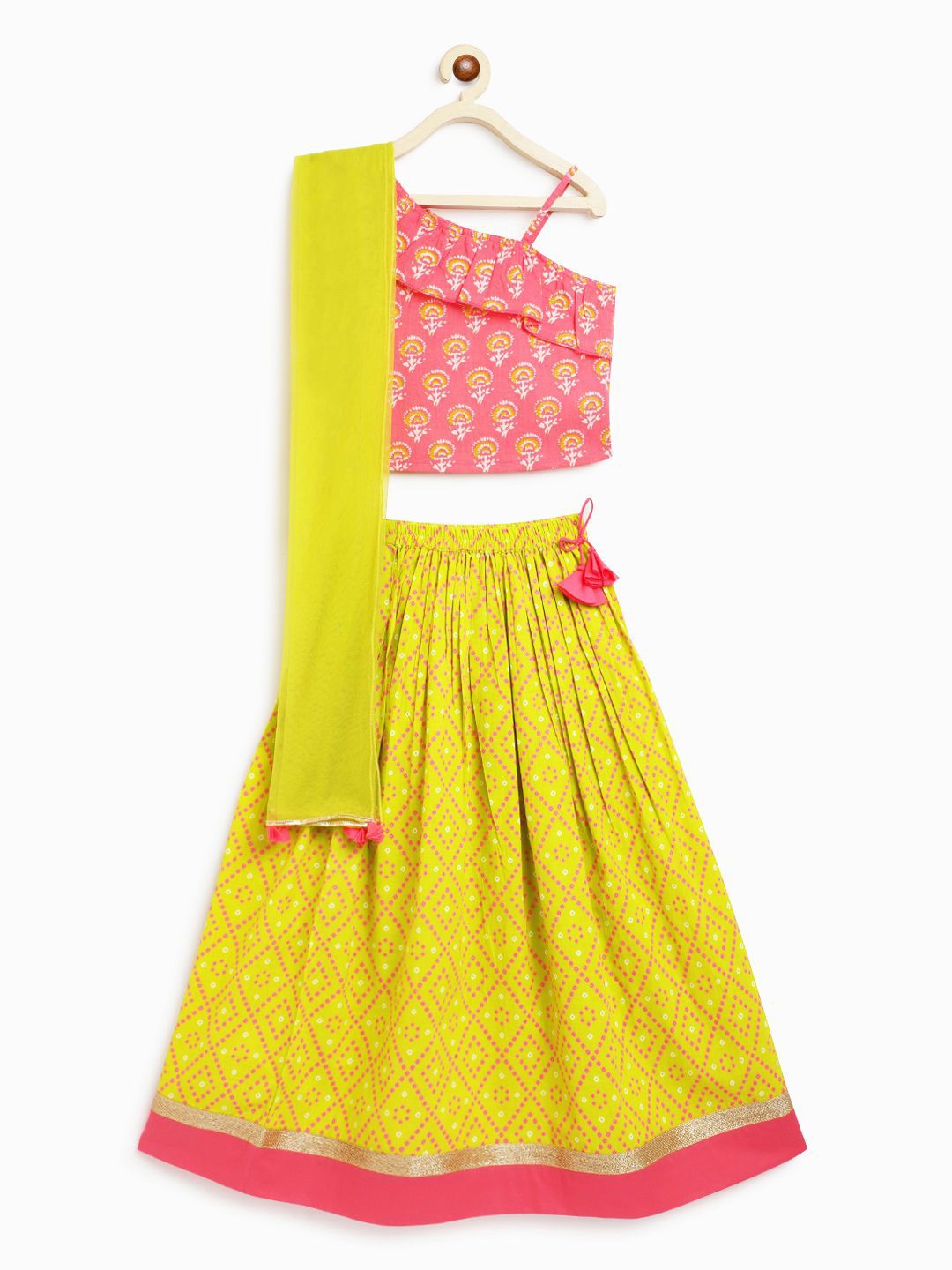 

Campana Girls Printed Ready to Wear Lehenga & Blouse With Dupatta, Peach