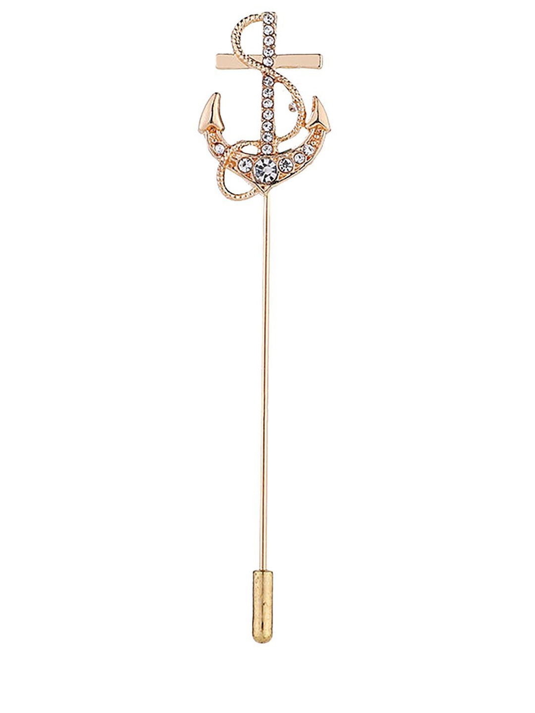 

SYGA Men Cubic Zirconia-Studded Minimal Lapel Pin, Gold