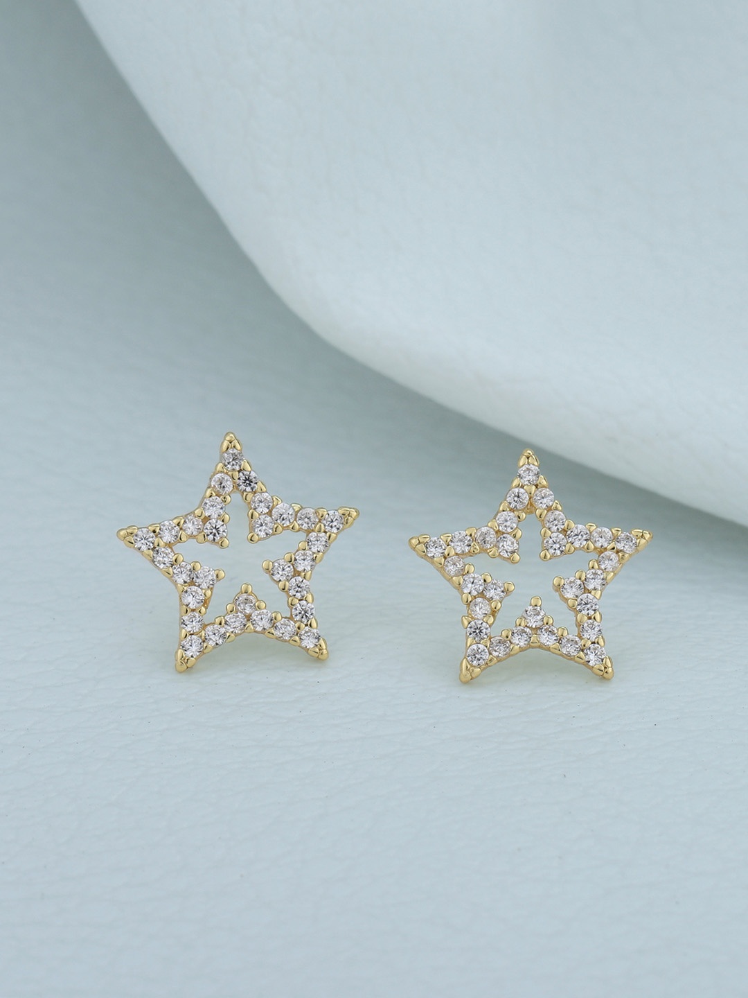 

Carlton London 925 Sterling Silver Gold-Plated Star Shaped Cubic Zirconia Stud Earrings