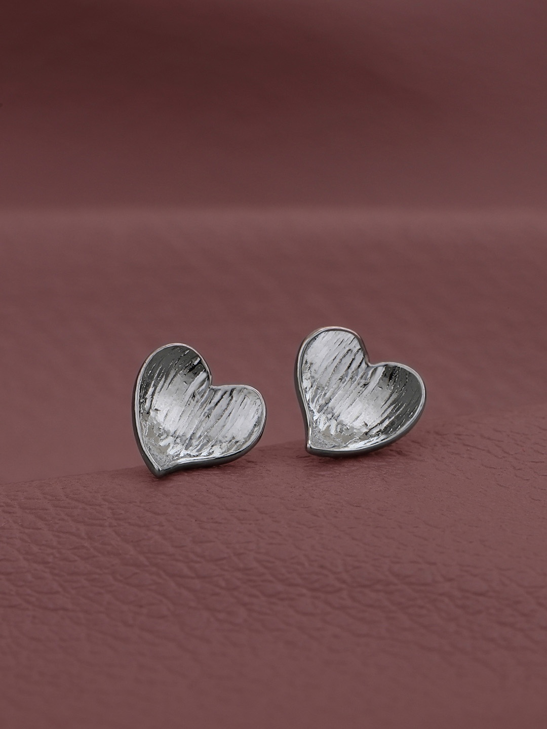 

Carlton London 925 Sterling Silver Rhodium-Plated Heart Shaped Stud Earrings