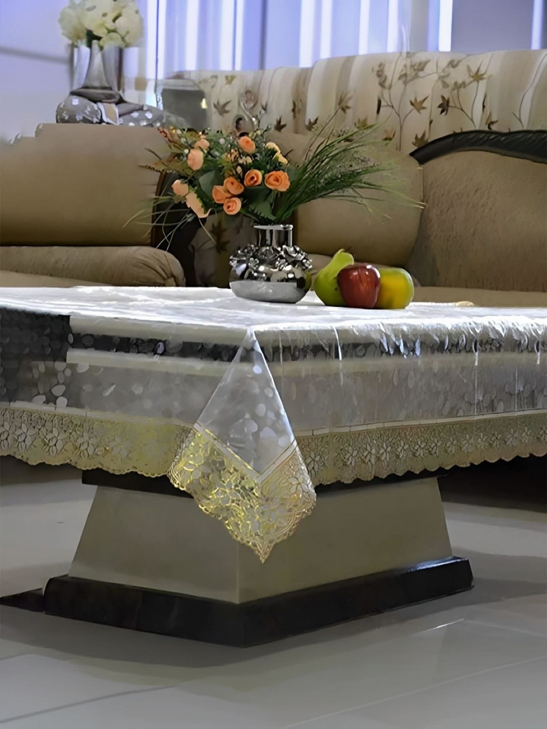 

Kuber Industries White Plastic 4-Seater Table Cover