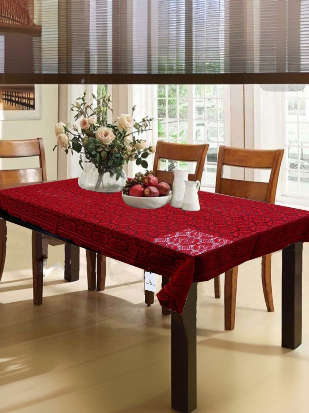 

Kuber Industries Maroon Ethnic Motifs Cotton 6-Seater Table Cover