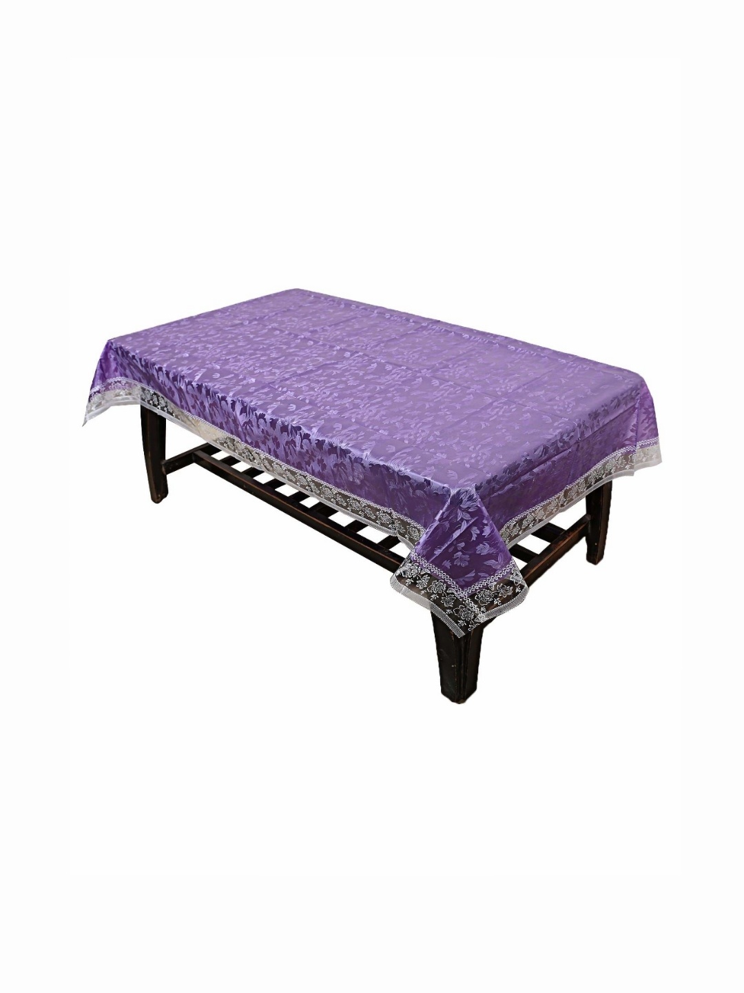 

Kuber Industries Purple Floral Anti-Slip Plastic 4-Seater Table Cover