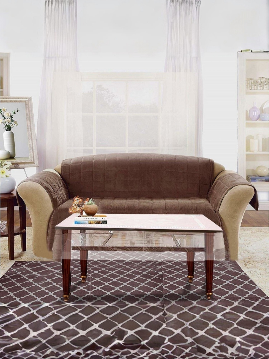 

Kuber Industries Transparent Plastic 4-Seater Table Cover