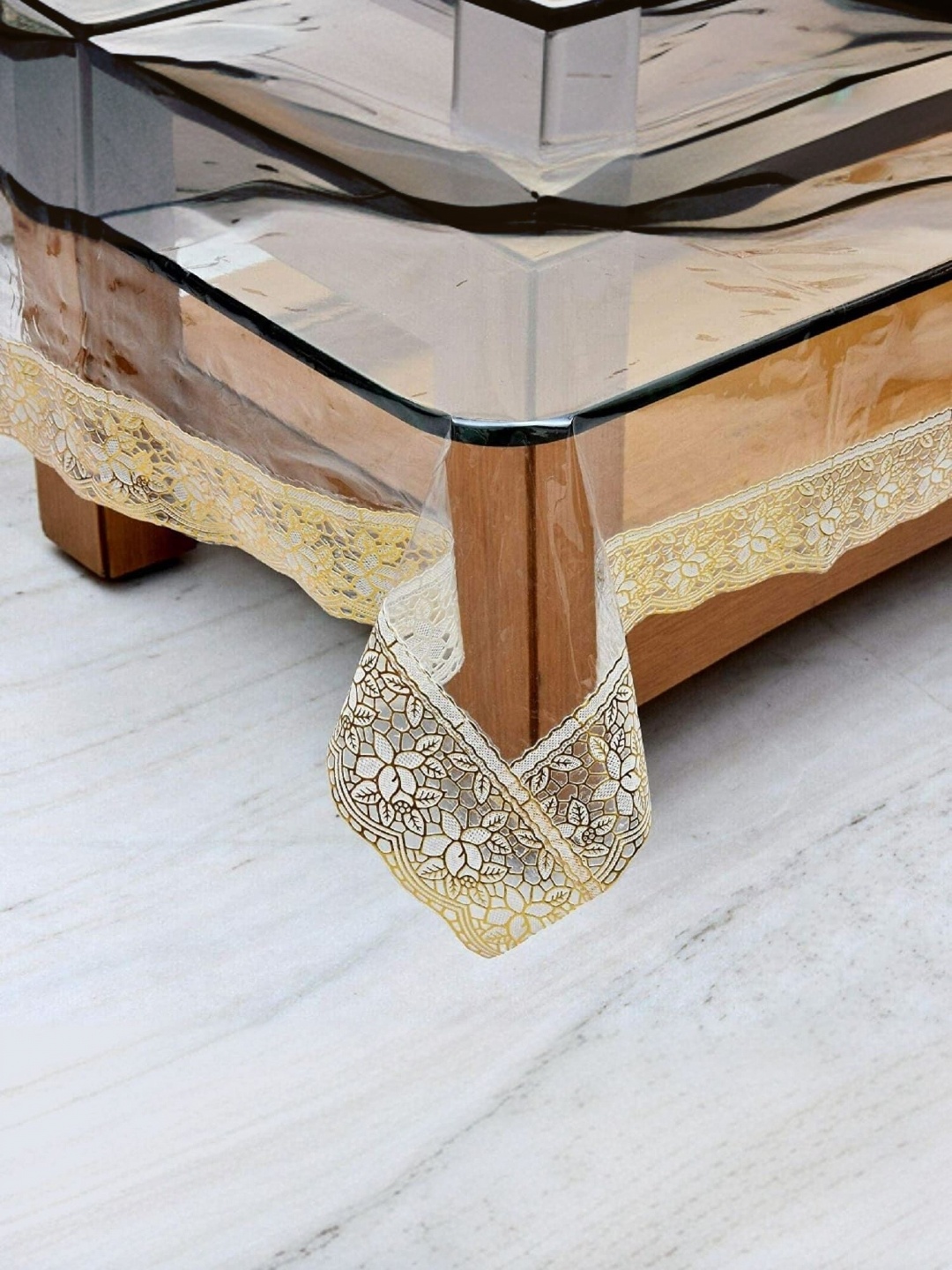 

Kuber Industries Transparent Plastic 4-Seater Table Cover