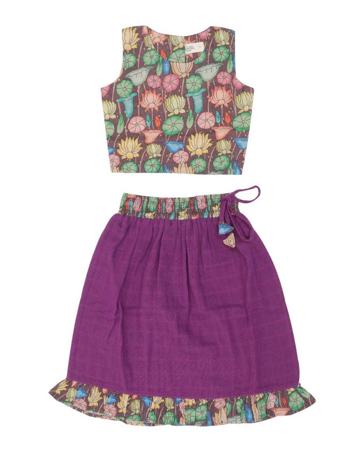 

A Toddler Thing Girls Printed Top with Skirt, Purple