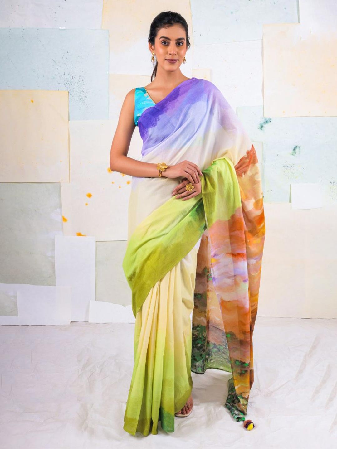 

BUTA BUTI Pure Cotton Saree, Purple