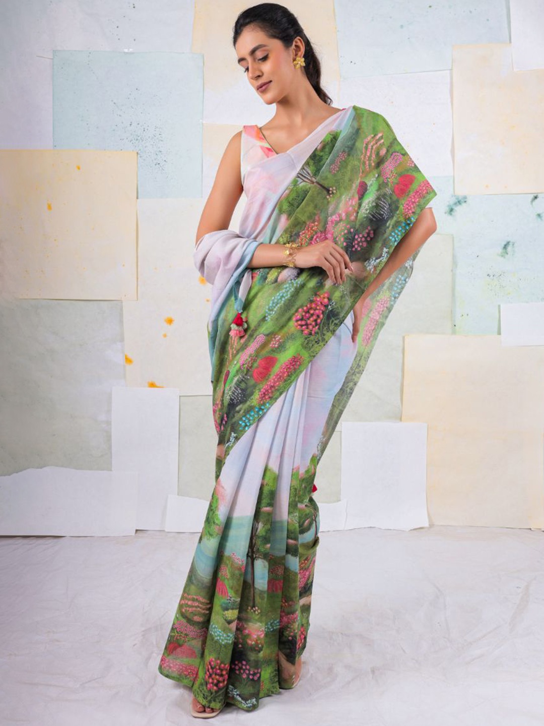 

BUTA BUTI Pure Cotton Saree, White