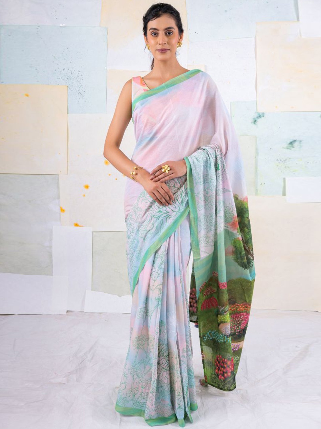 

BUTA BUTI Pure Cotton Saree, White