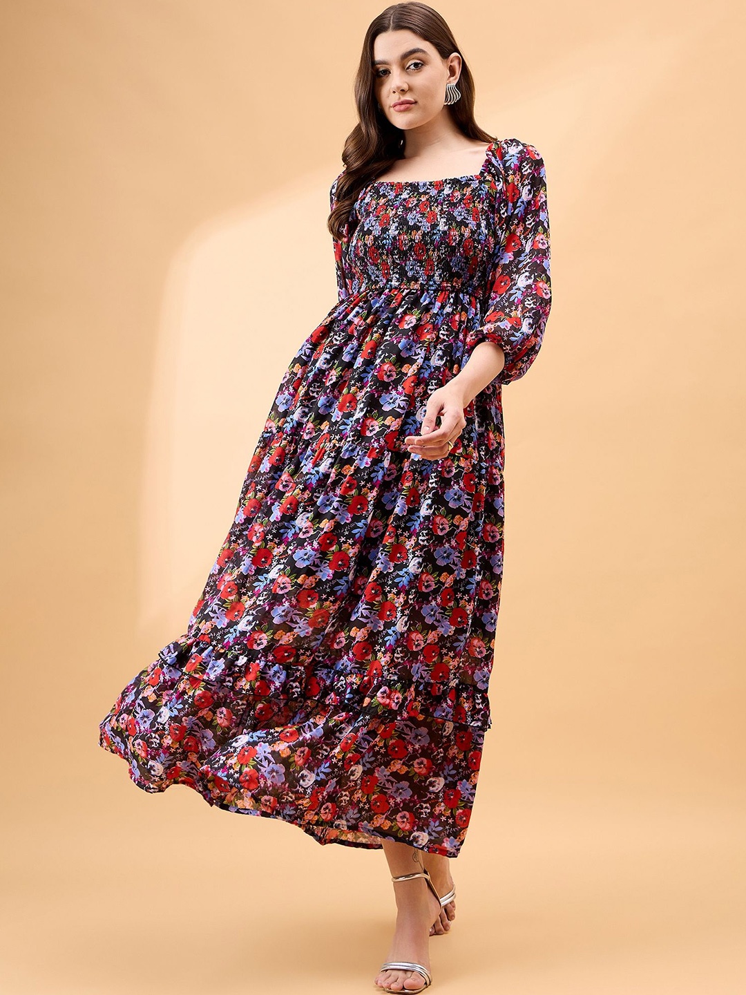 

all about you Floral Print Maxi Dress, Black