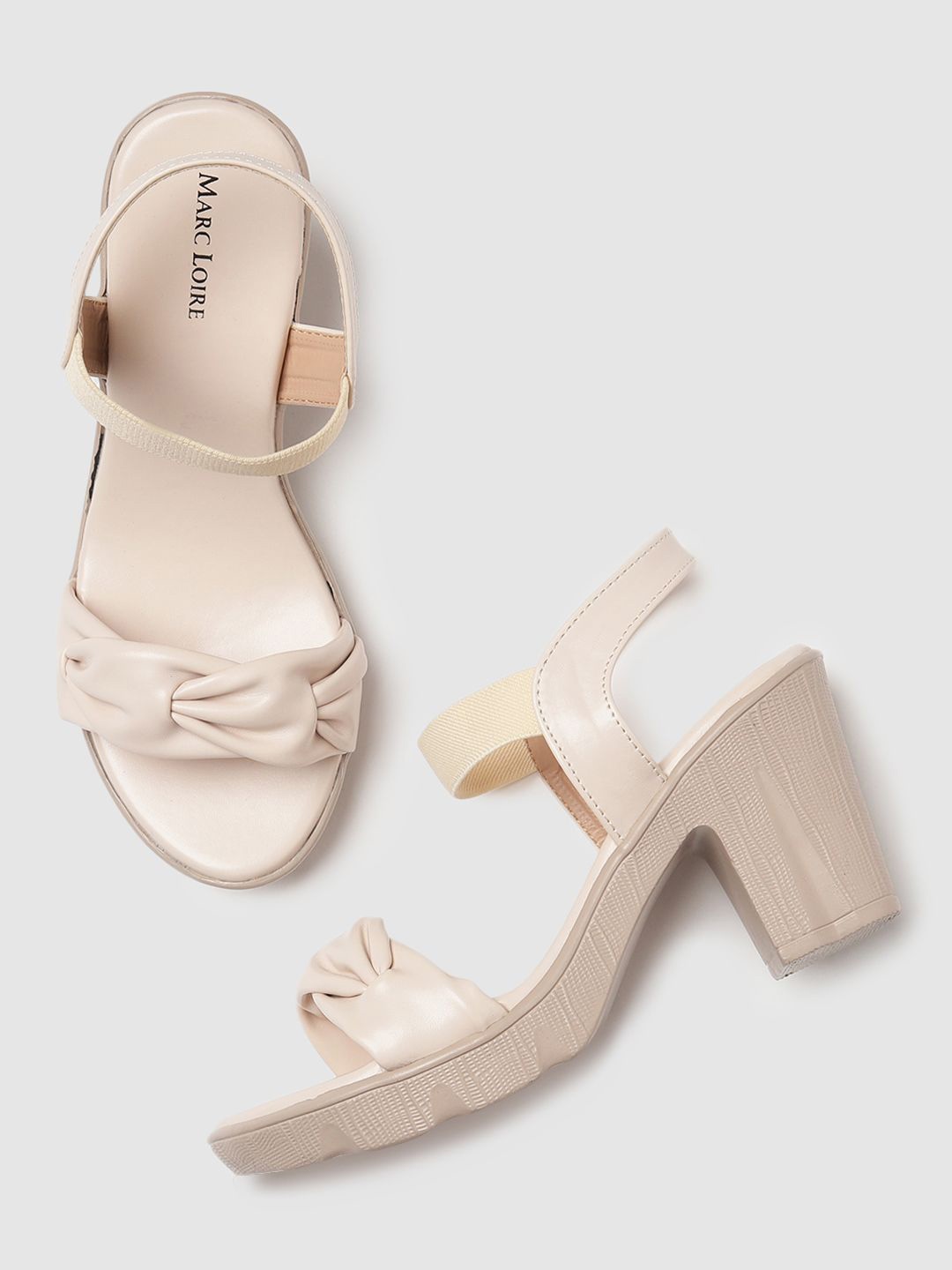 

Marc Loire PU Open Toe Block Heels, Cream
