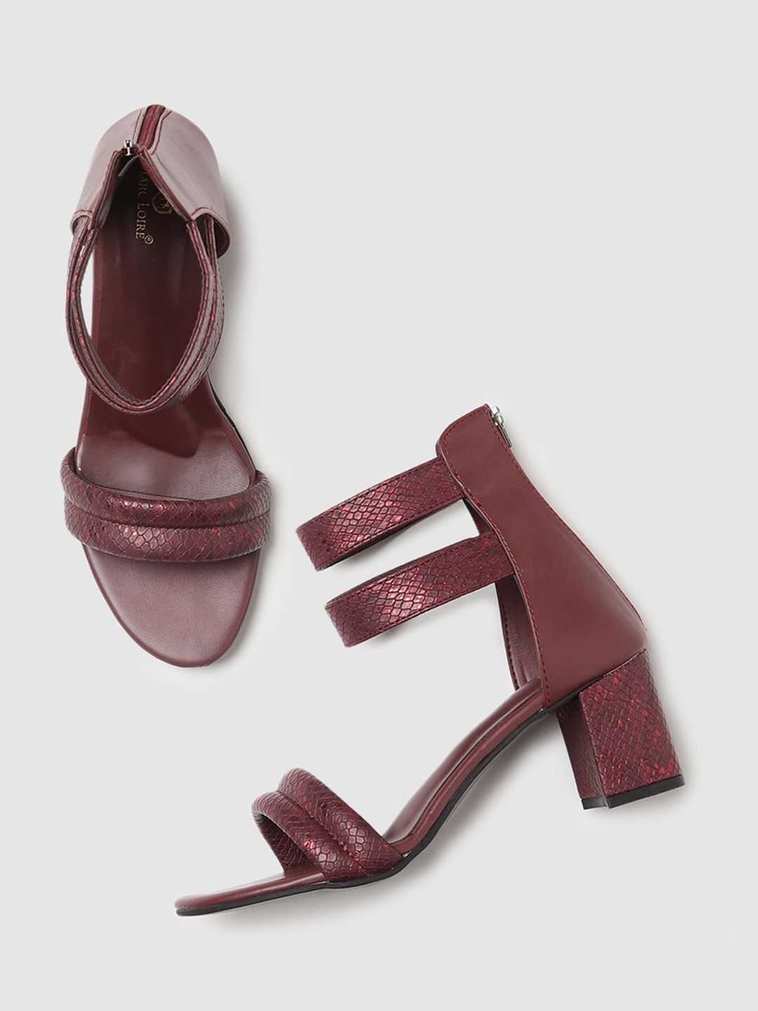 

Marc Loire Open Toe Block Heels, Maroon