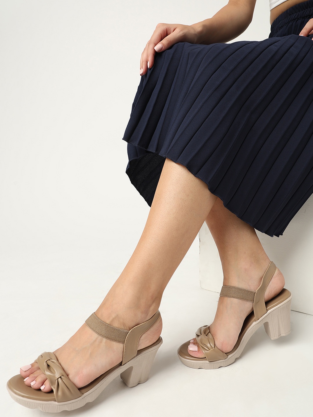 

Marc Loire PU Block Sandals, Beige