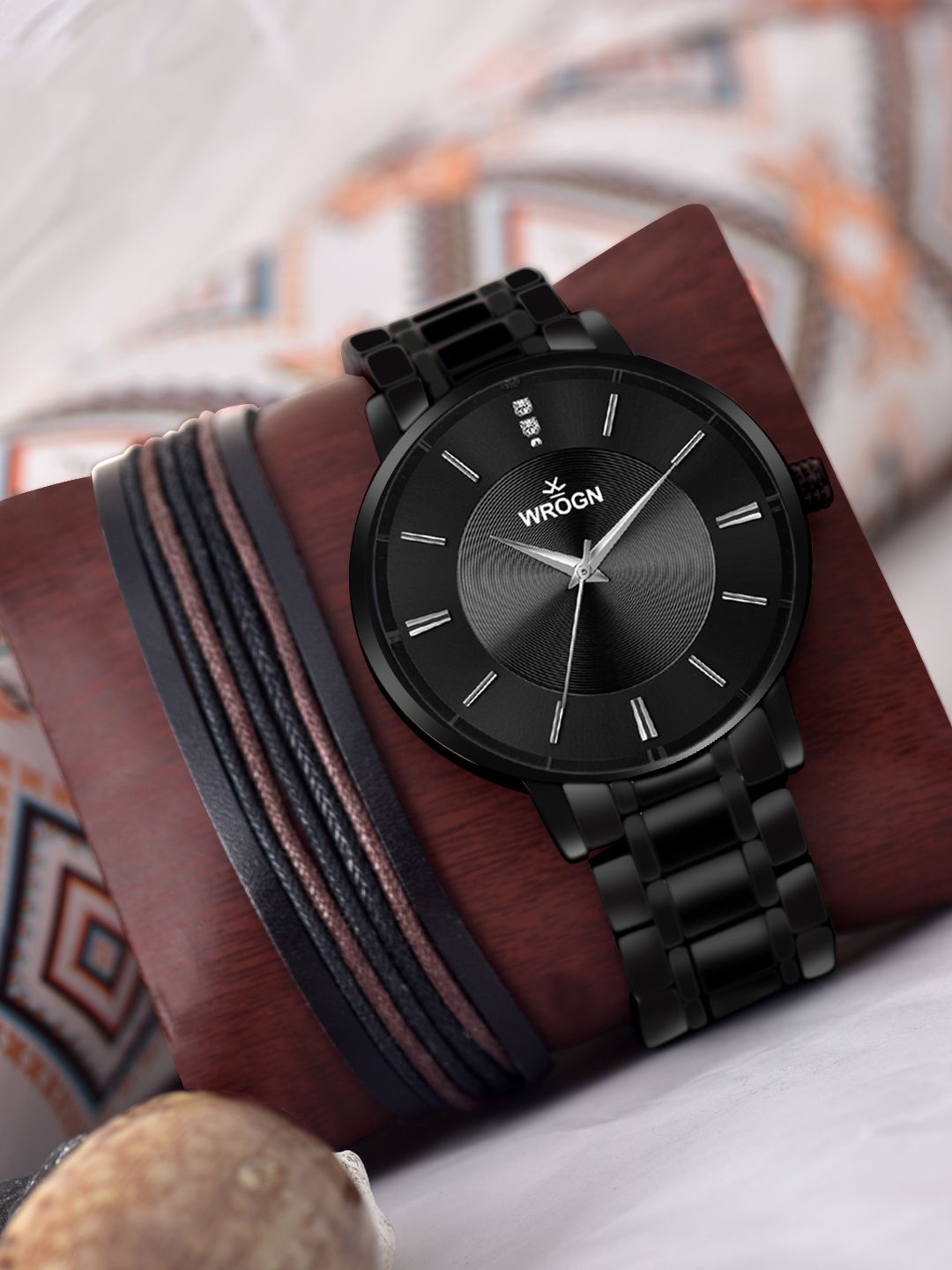 

WROGN Set Of 2 Watch Gift Set, Black