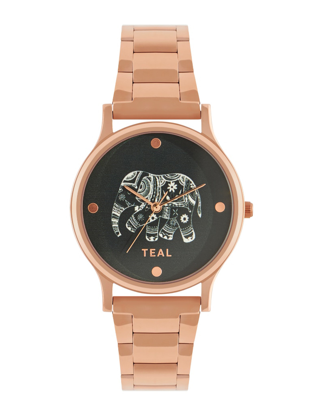 

TEAL BY CHUMBAK Women Brass Embellished Dial & Stainless Steel Straps Analogue Watch 8907605135132, Black