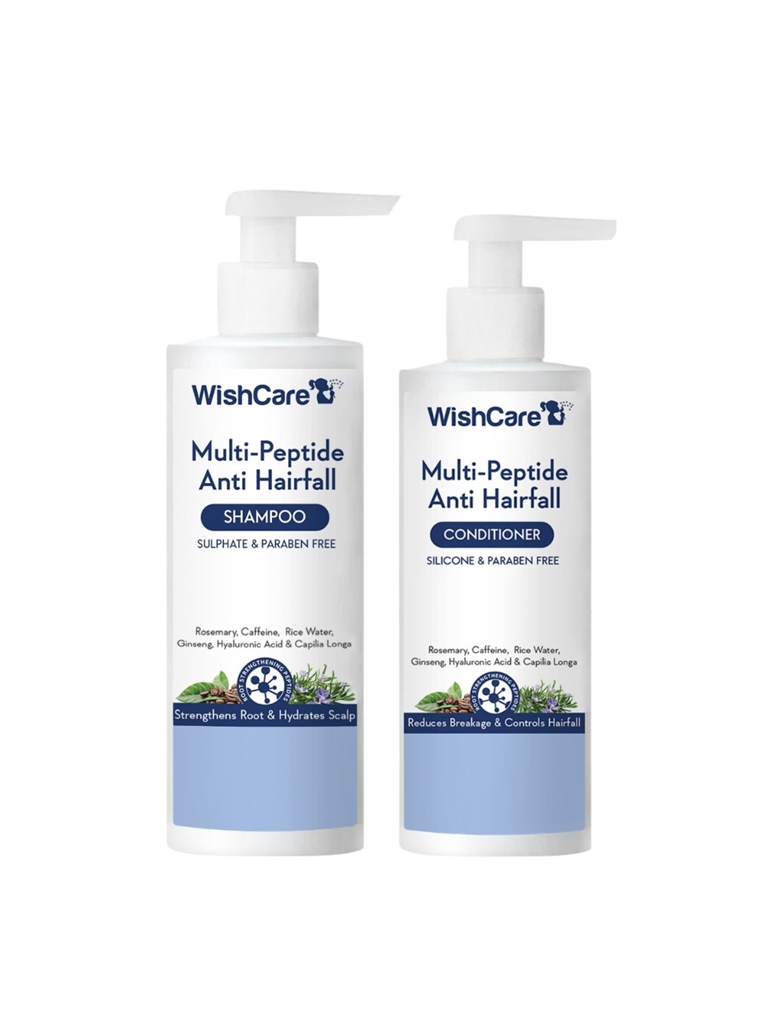 

WishCare Multi Peptide Rice Water Anti Hairfall Shampoo 250ml & Conditioner 200ml, White