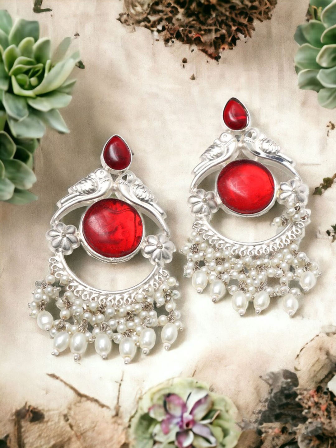 

Ozanoo Silver-Plated Classic Crystals Chandbalis