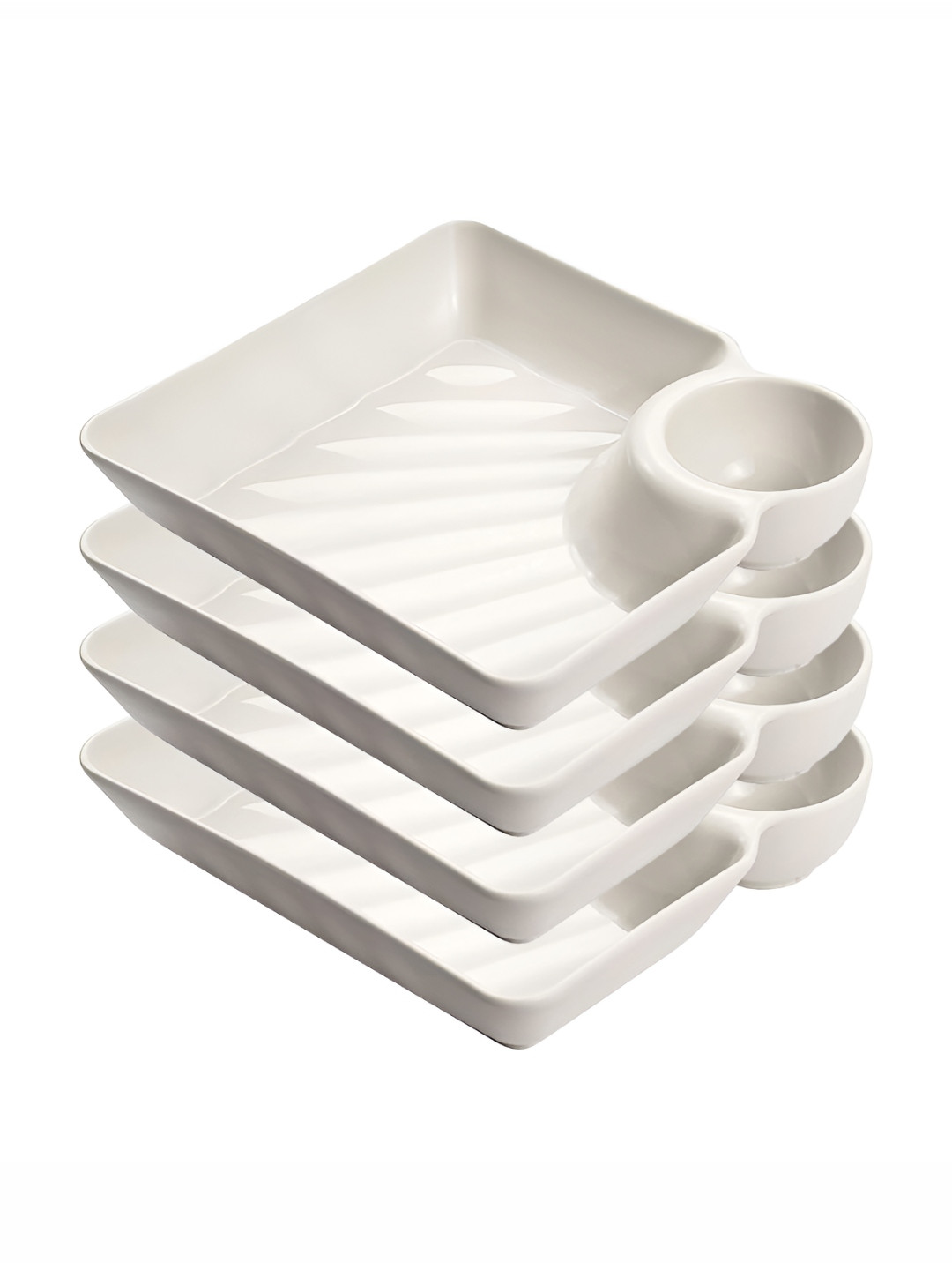 

P-Plus International White 4 Pieces Plastic Plates