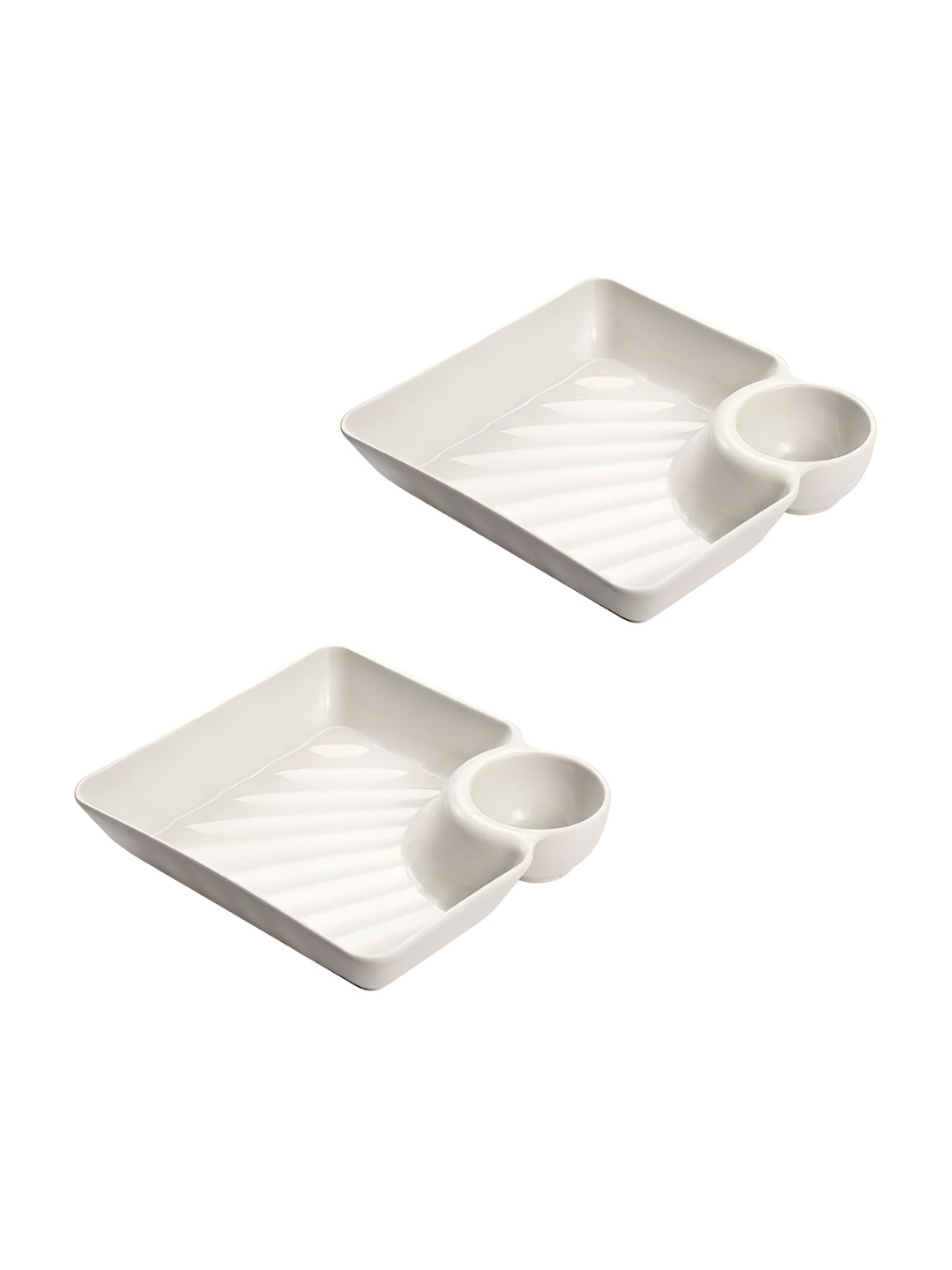 

P-Plus International White 2 Pieces Textured Serving Plates