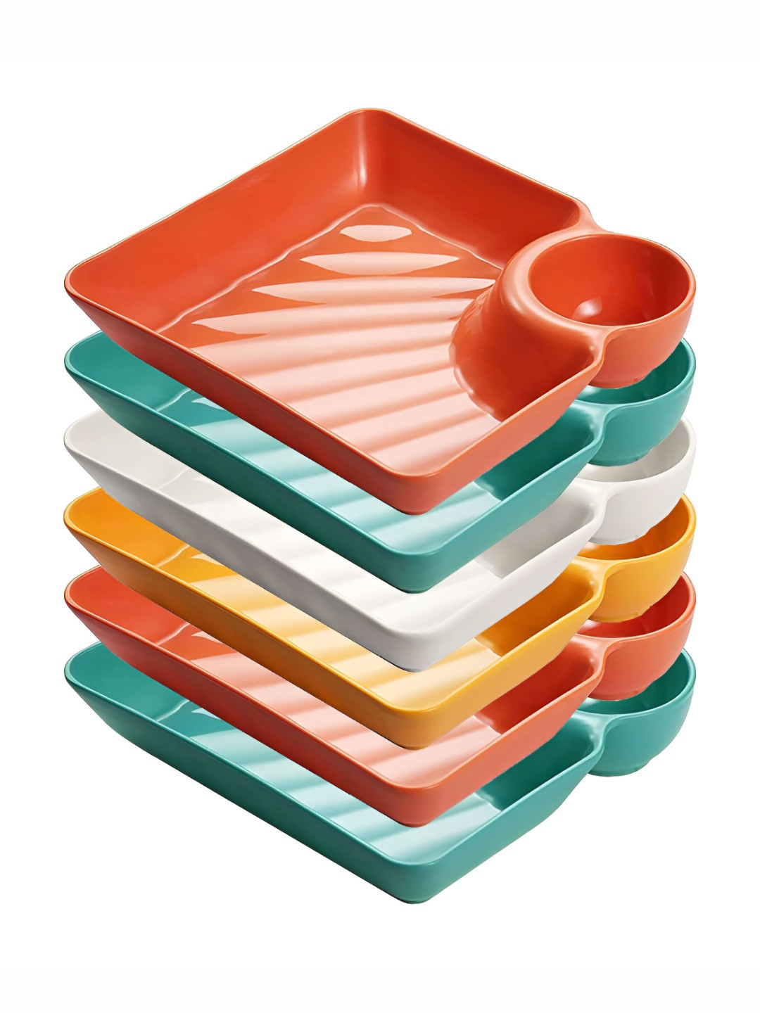 

P-Plus International Brown & Green 6 Pieces Textured Plates