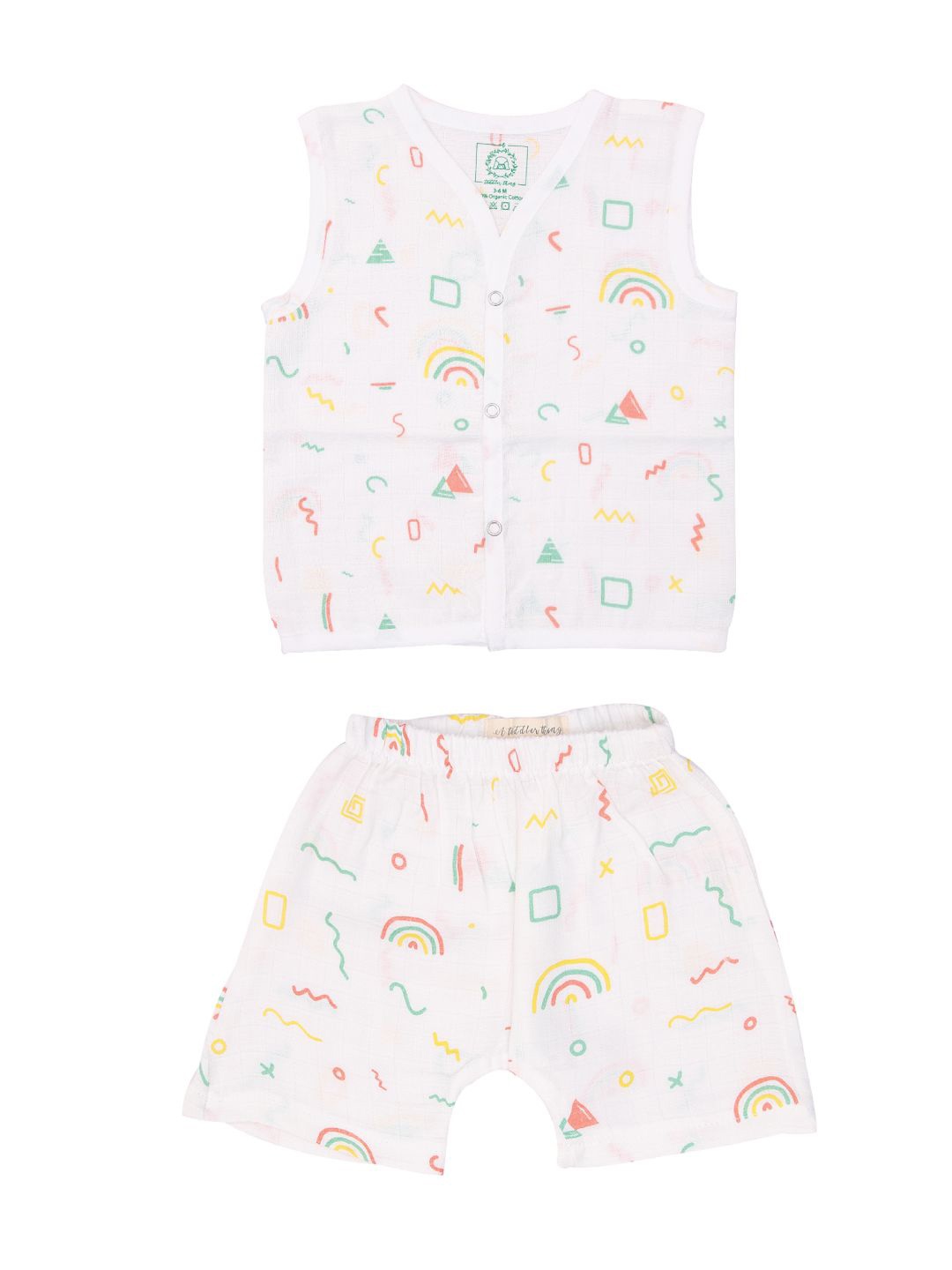 

A Toddler Thing Unisex Kids Printed Top with Shorts, White