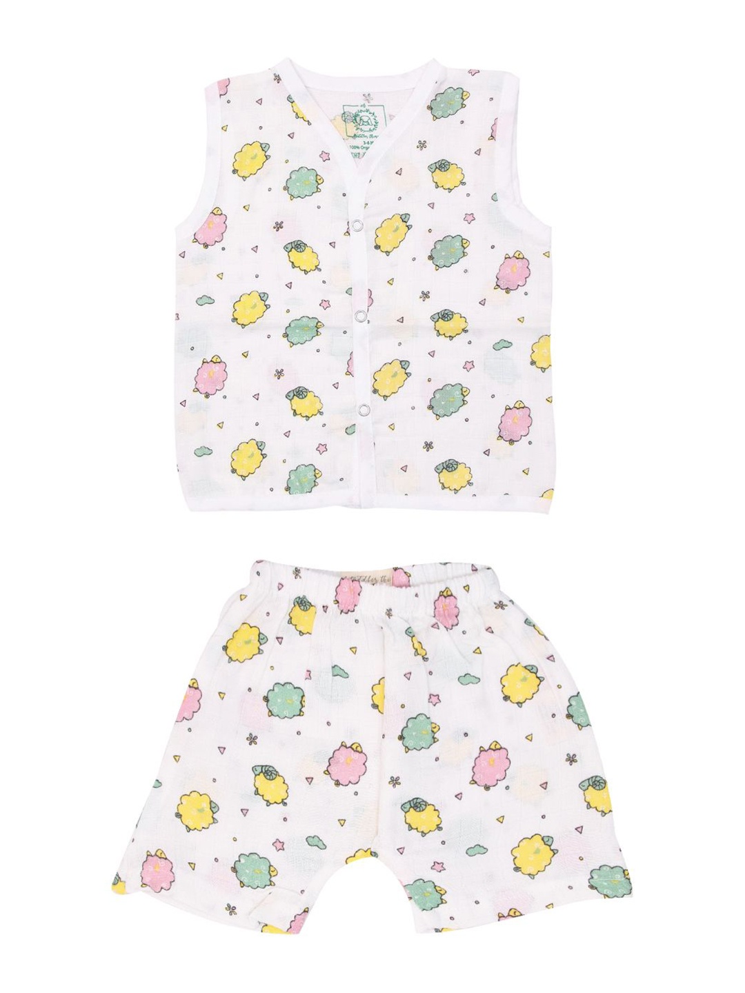 

A Toddler Thing Kids Printed Organic Cotton Shirt With Shorts, White