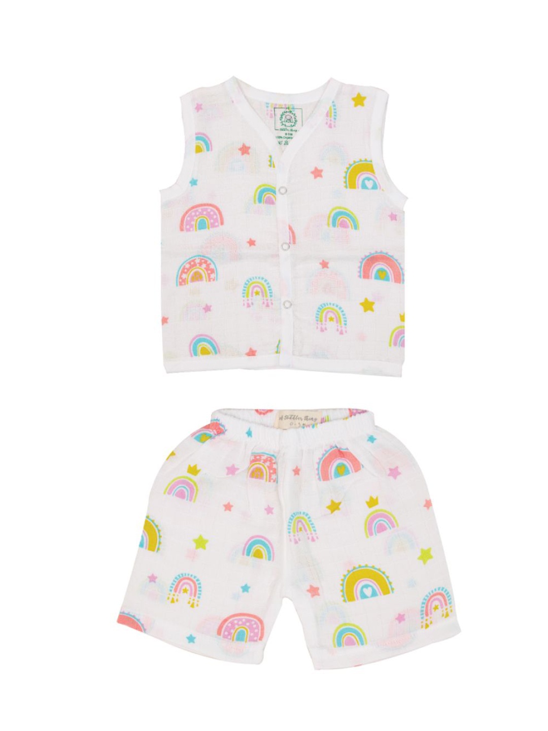 

A Toddler Thing Unisex Kids Printed Top with Shorts, White