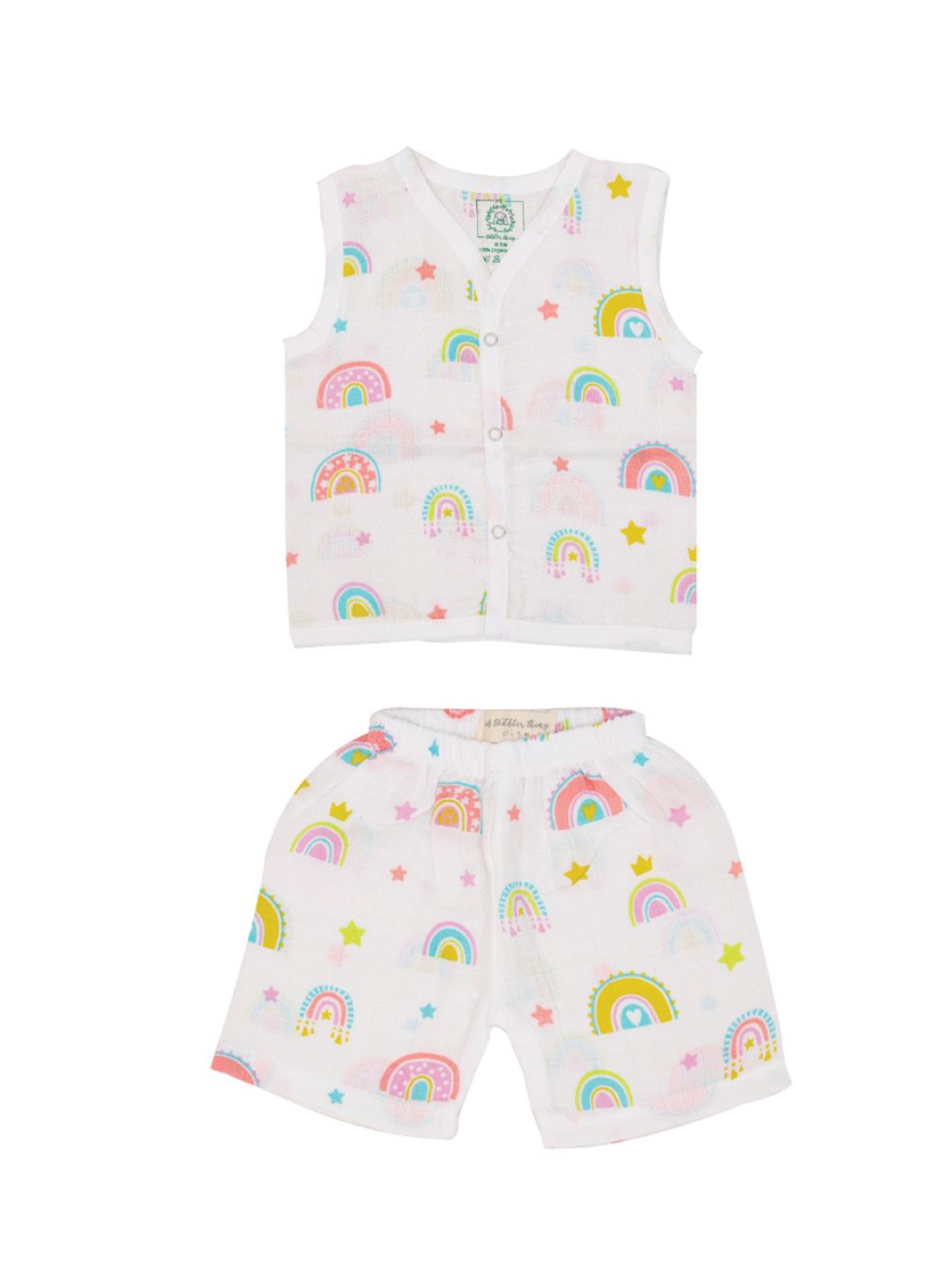 

A Toddler Thing Unisex Kids Printed Top with Shorts, White