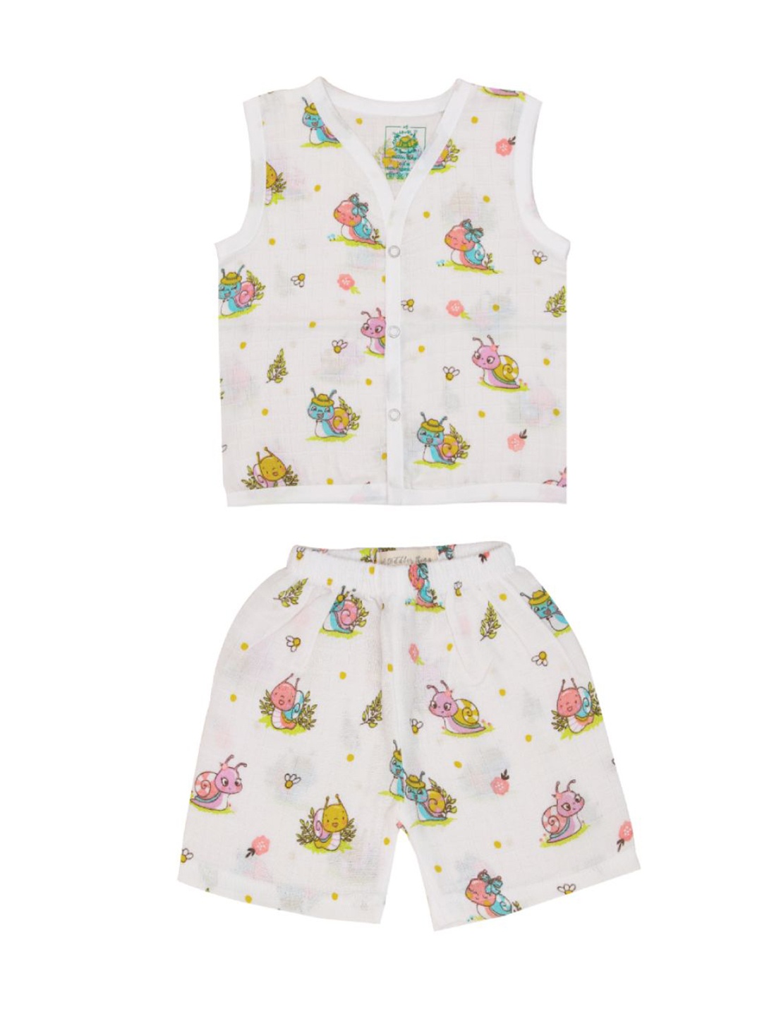 

A Toddler Thing Kids Printed Organic Cotton Shirt With Shorts, White