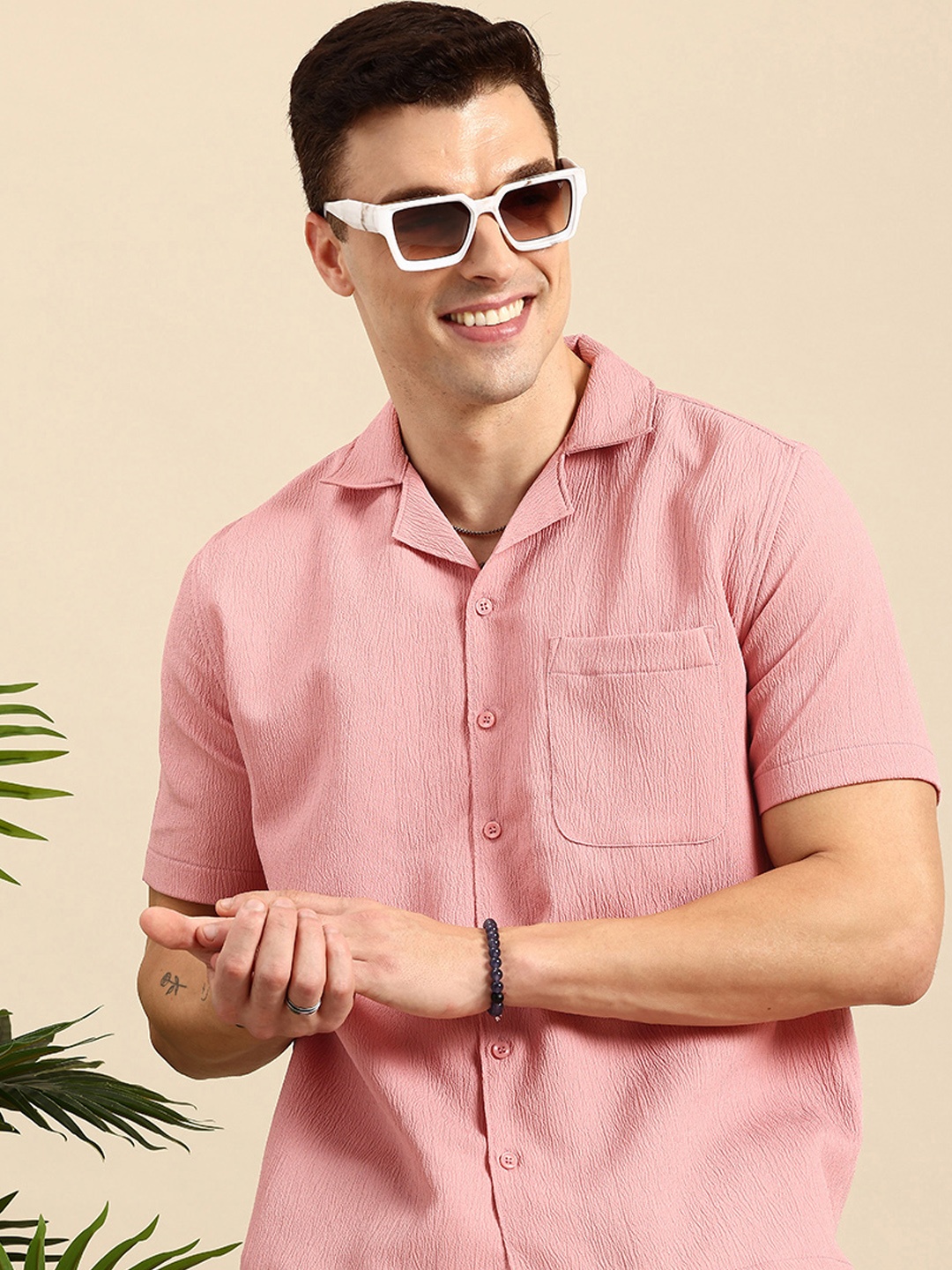 

Mast & Harbour Textured Casual Shirt, Pink