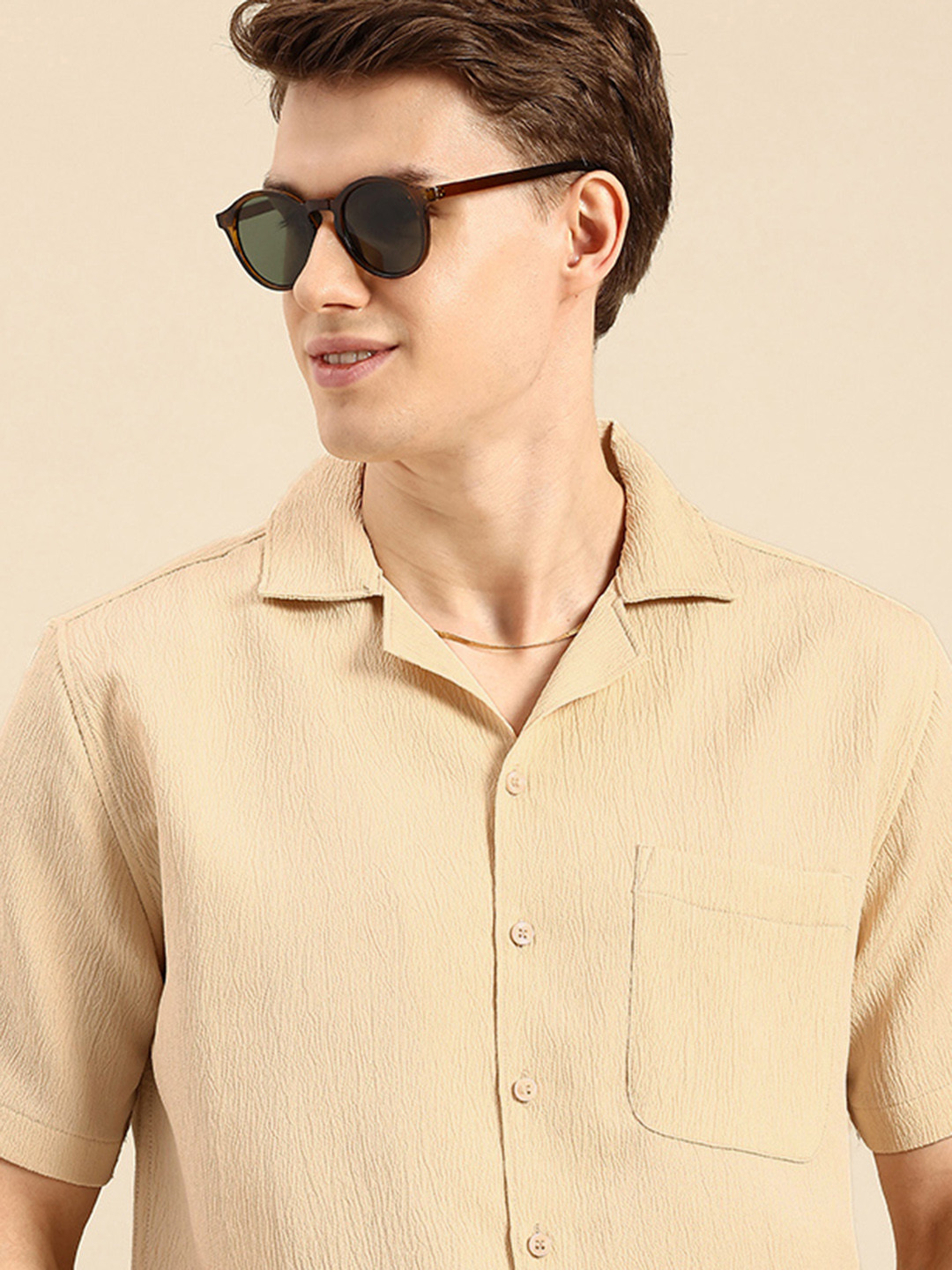 

Mast & Harbour Textured Casual Shirt, Beige