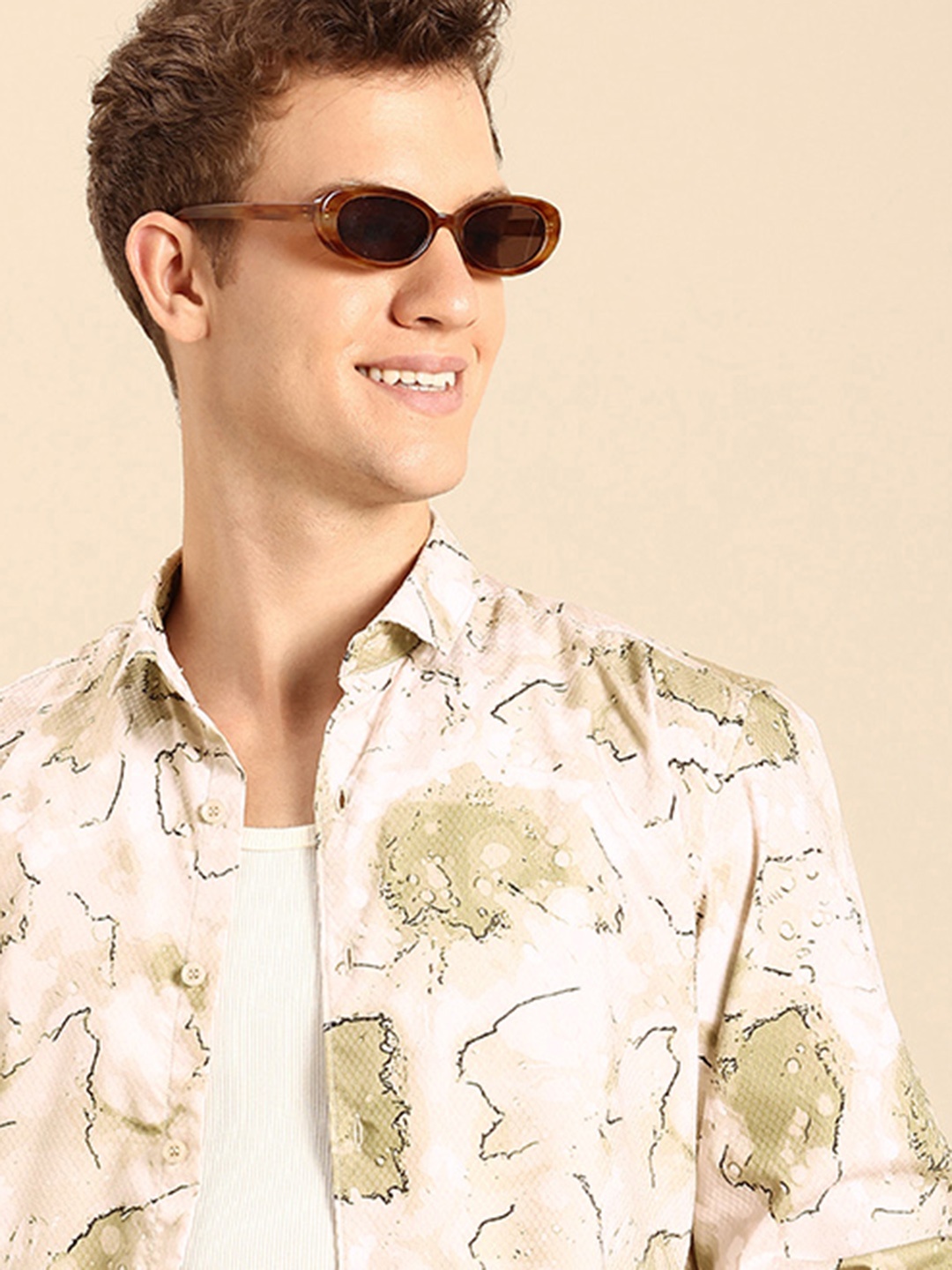 

Mast & Harbour Abstract Printed Casual Shirt, Olive