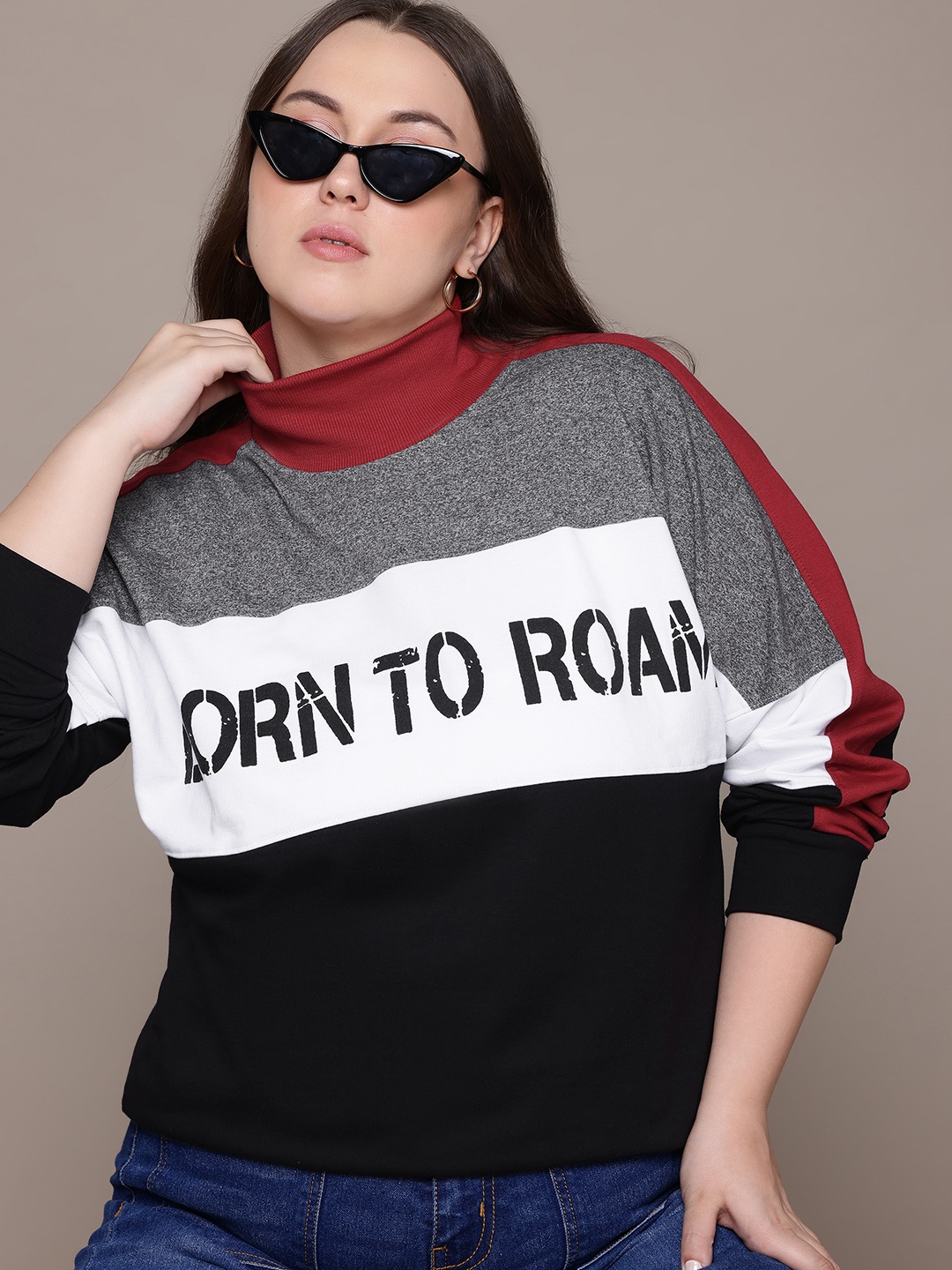 

The Roadster Lifestyle Co. Plus-Size Colourblocked Sweatshirt, Maroon