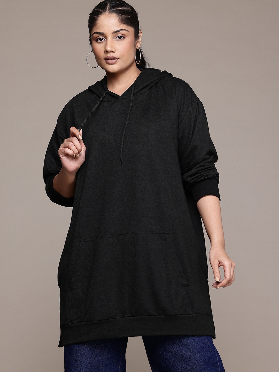 

The Roadster Lifestyle Co. Plus-Size Hooded Sweatshirt, Black
