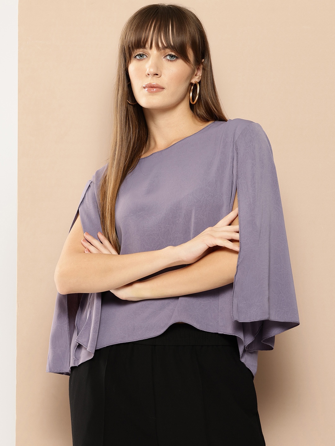 

her by invictus Cape Sleeve Top, Purple