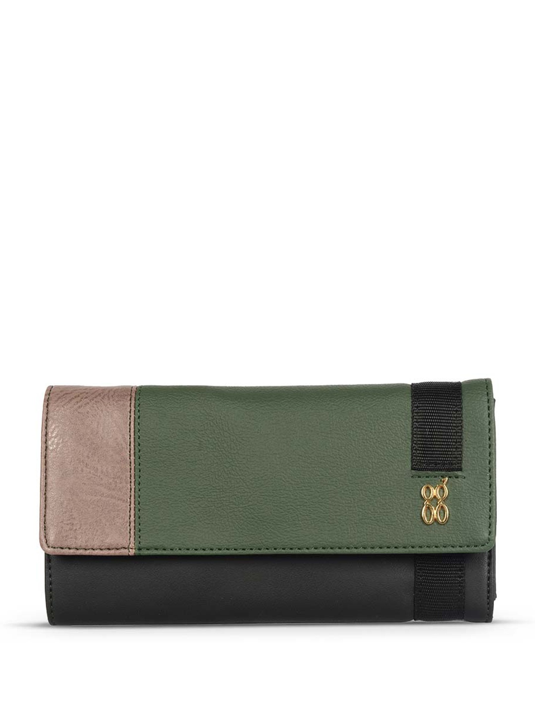 

Baggit Women Zip Detail PU Three Fold Wallet with SIM Card Holder, Black