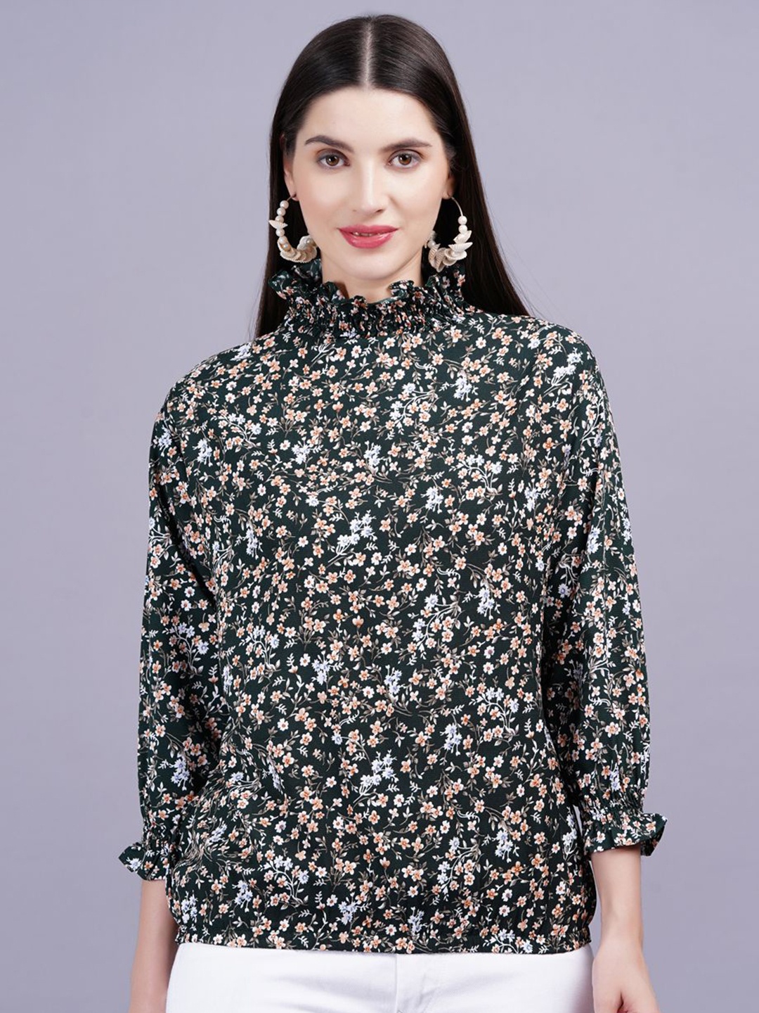 

HIGHLIGHT FASHION EXPORT Floral Print Top, Green