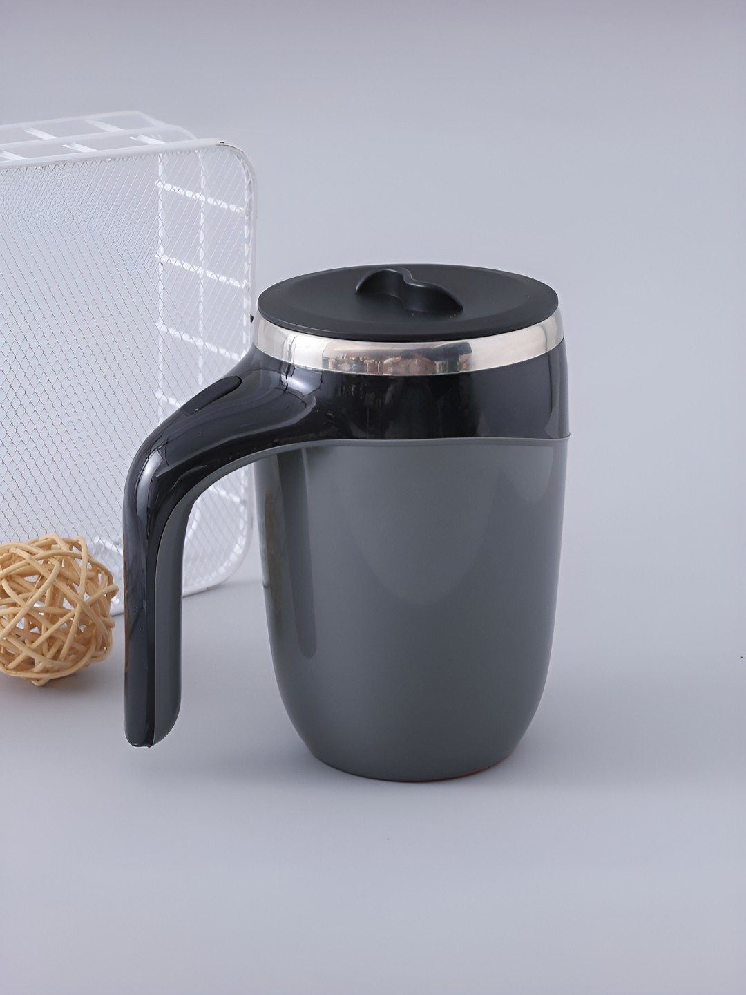 

Kuber Industries Grey & Black Stainless Steel Matte Mug 500ml