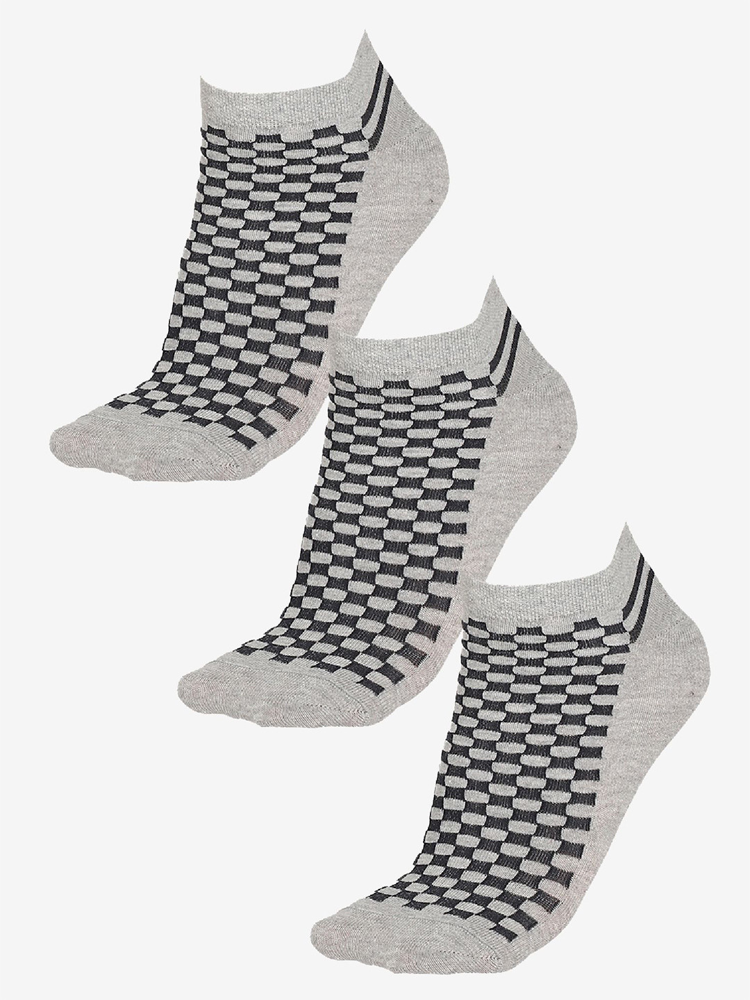 

Bodycare Men Pack Of 3 Patterned Ankle-Length Socks, Grey