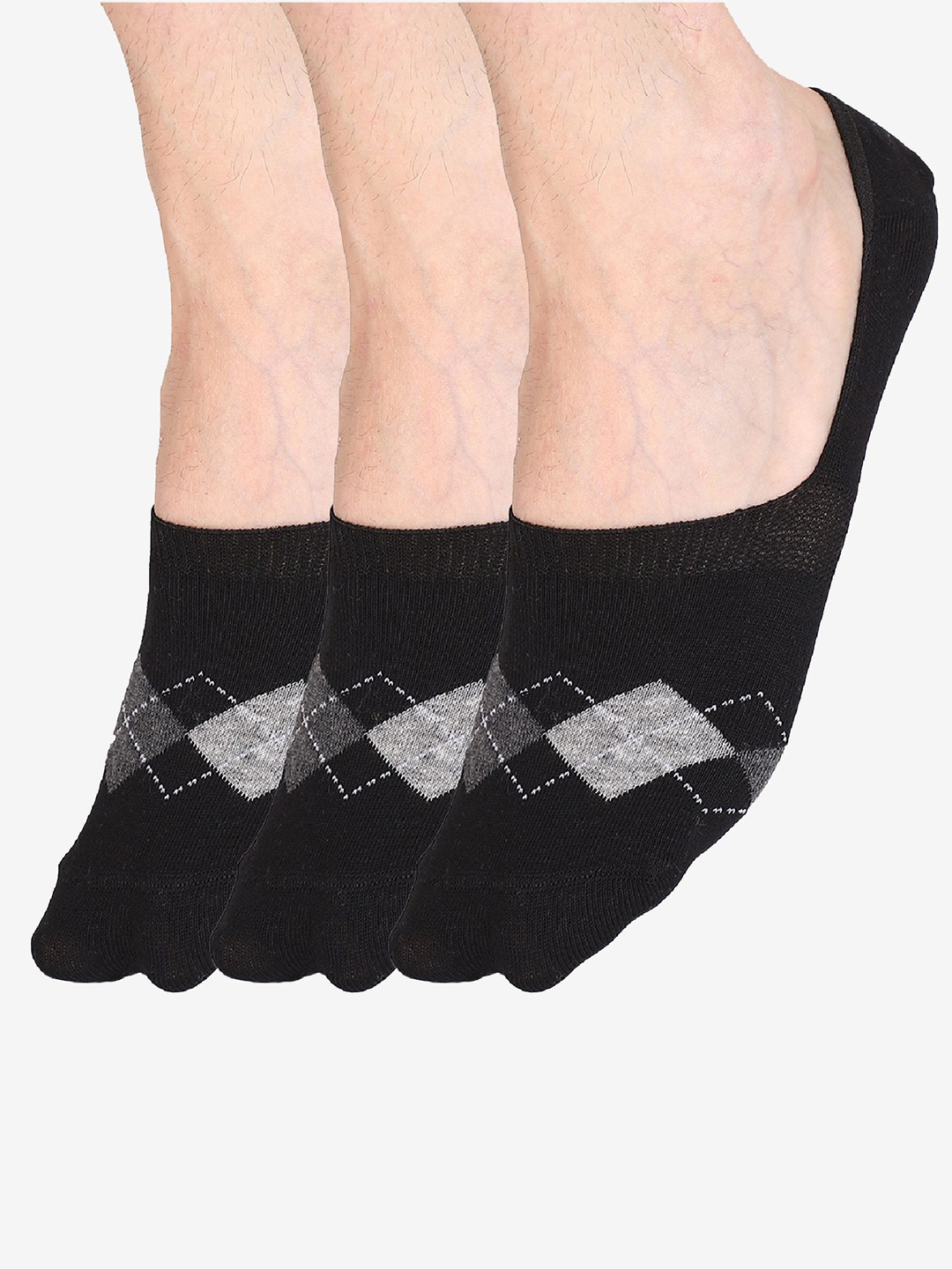 

Bodycare Pack of 3 Shoe-Liner Patterned Socks, Black