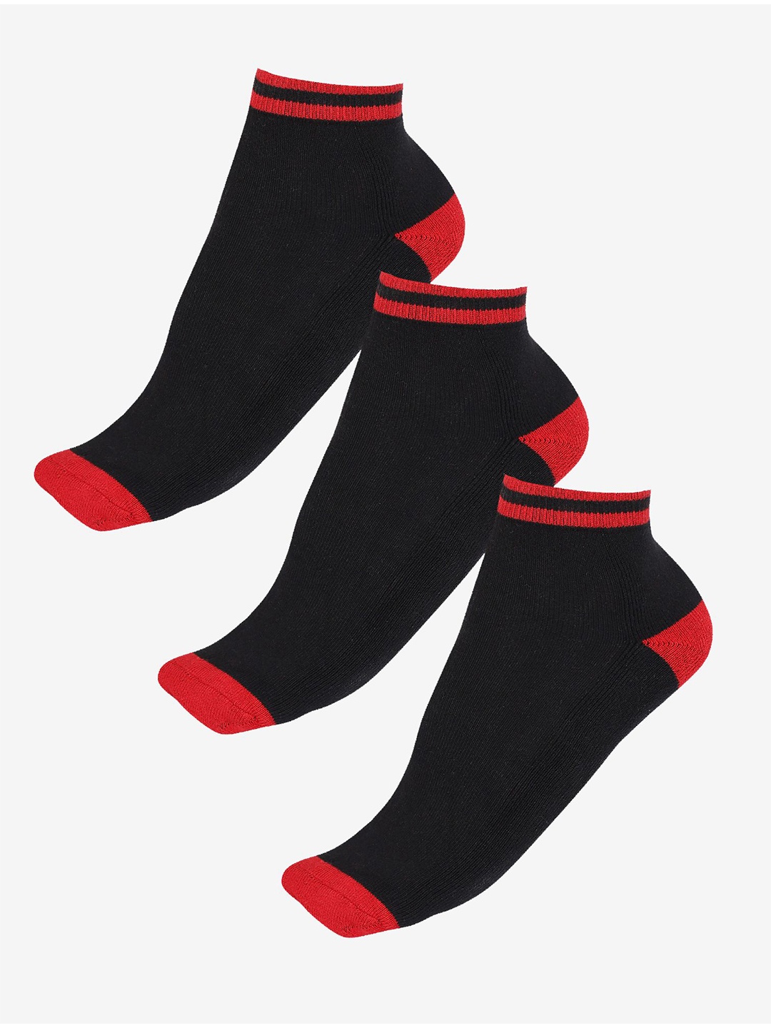 

Bodycare Men Pack Of 3 Colourblock Ankle-Length Socks, Black