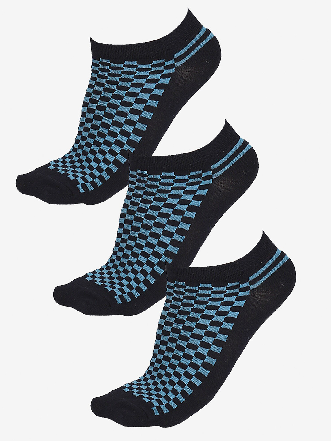 

Bodycare Men Pack Of 3 Checked Ankle-Length Socks, Navy blue