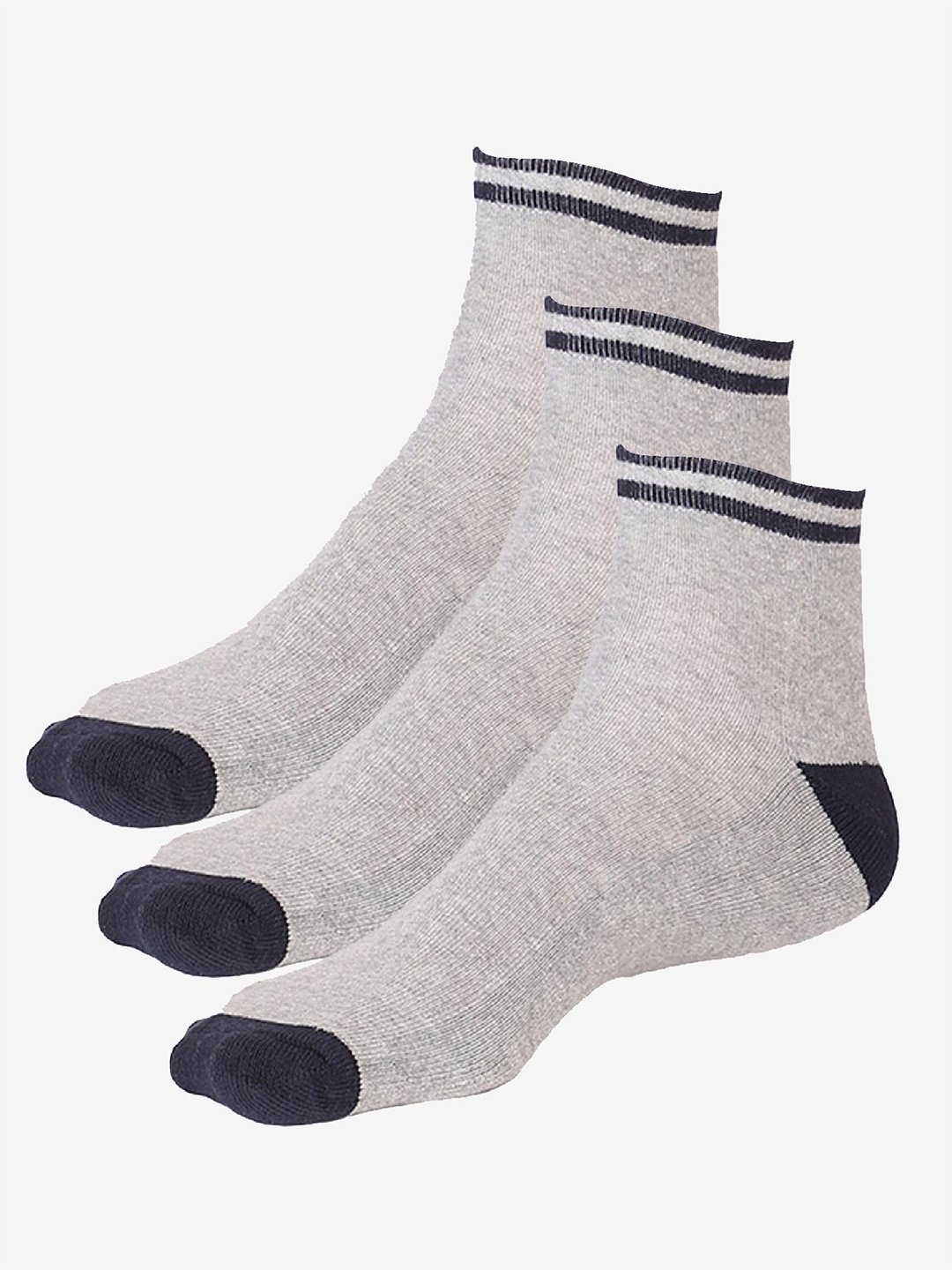 

Bodycare Men Pack Of 3 Cotton Ankle-Length Socks, Grey