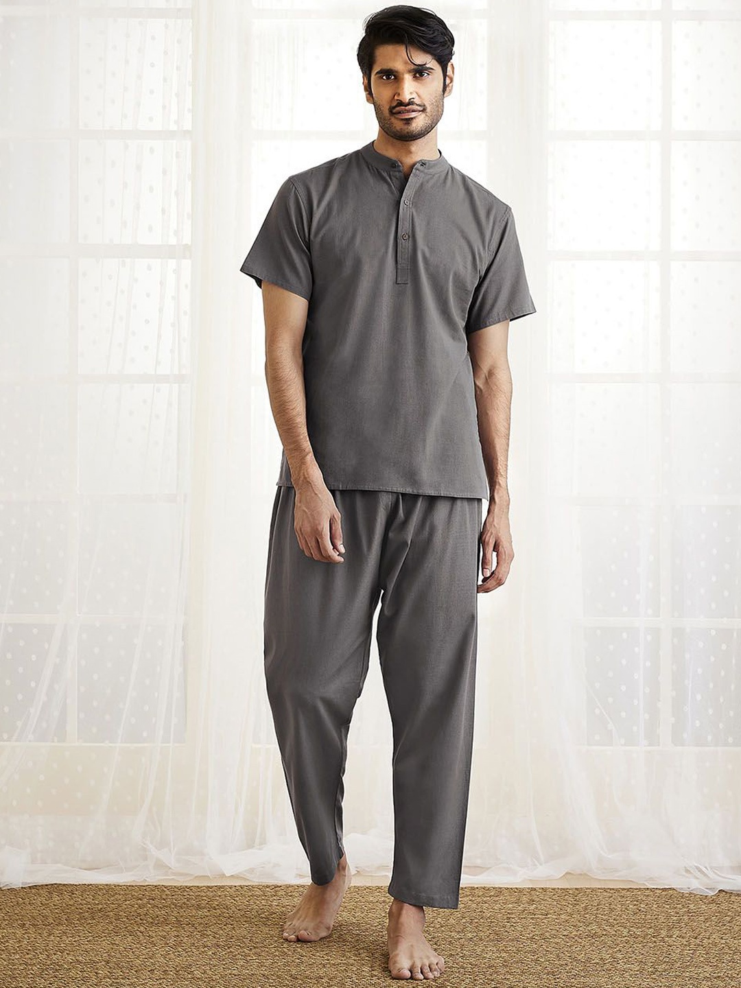 

VASTRAMAY Men Regular Pure Cotton Kurta with Pyjamas, Grey