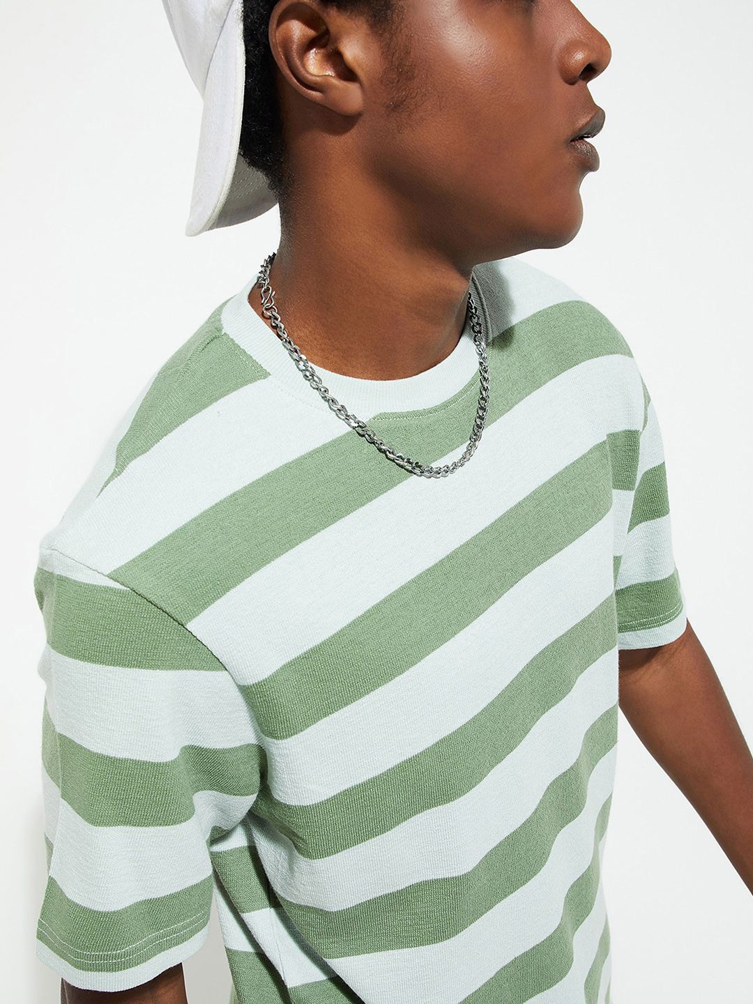 

max URB_N Men Regular Fit Striped T-shirt, Green