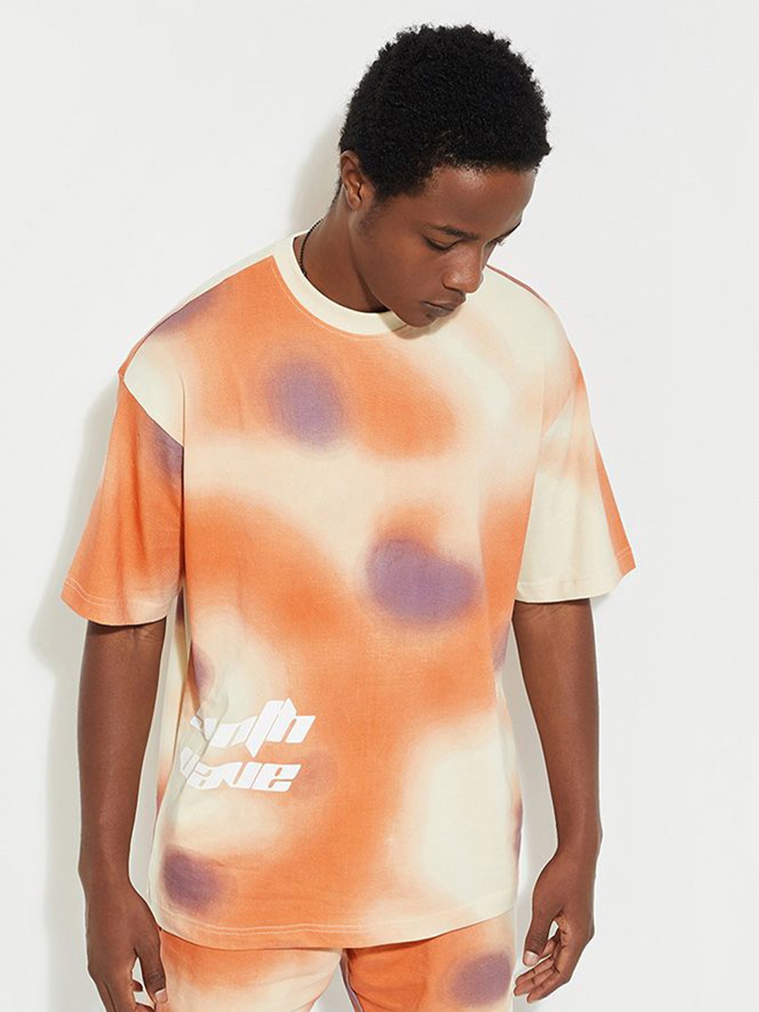 

max URB_N Men Oversized Tie & Dye T-shirt, Orange