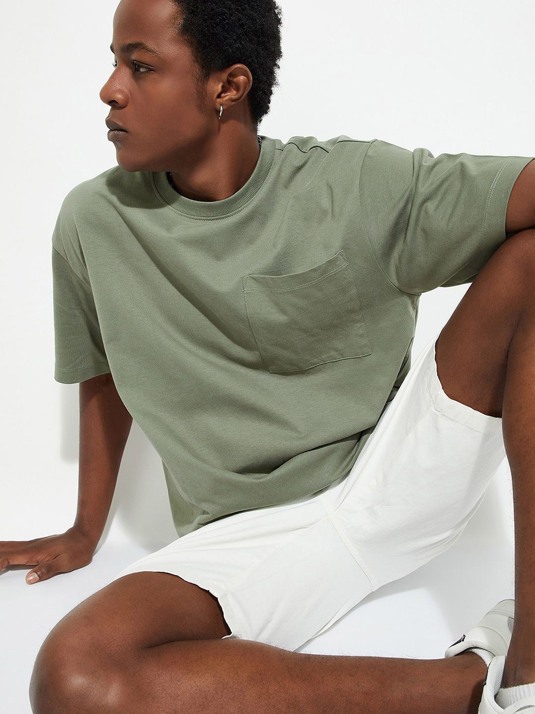 

max URB_N Men Oversized Solid T-shirt, Green